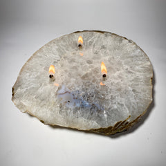 [shopname] - Large Agate Slab Oil Candle, rock decor