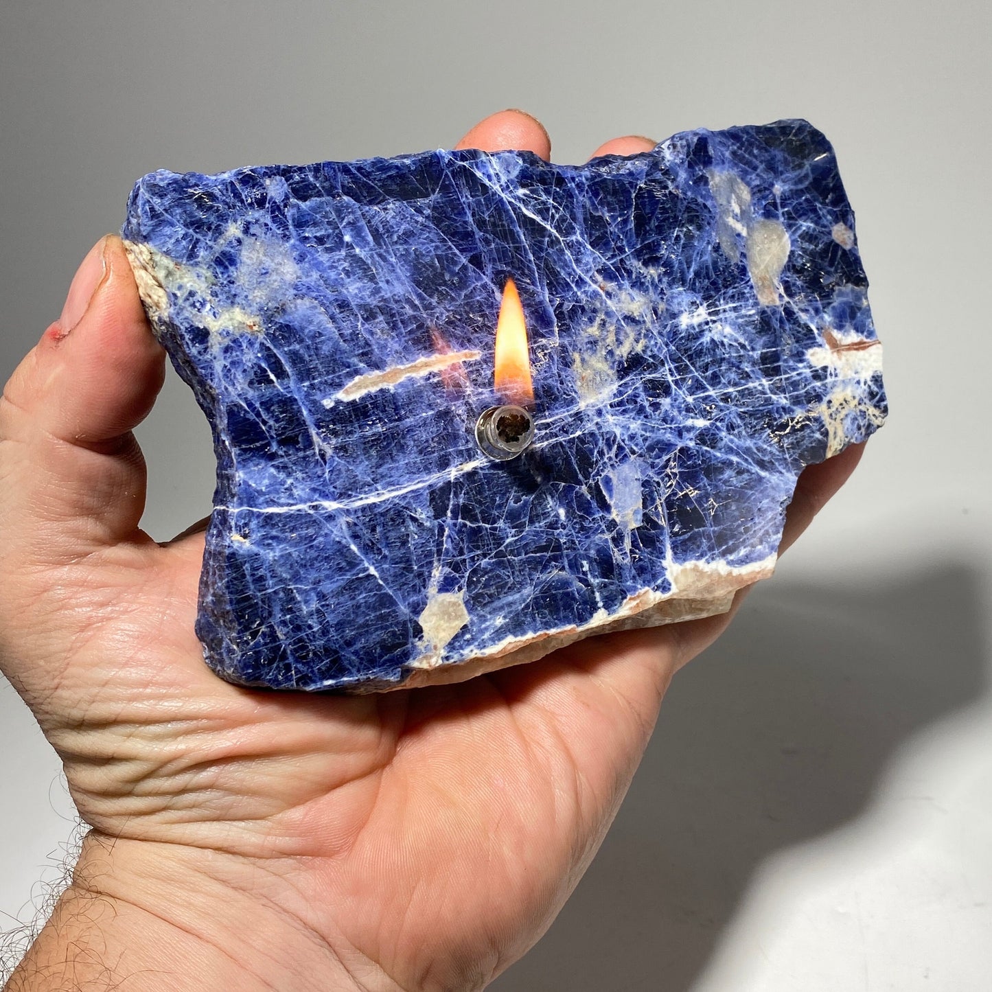 Sodalite rock candle