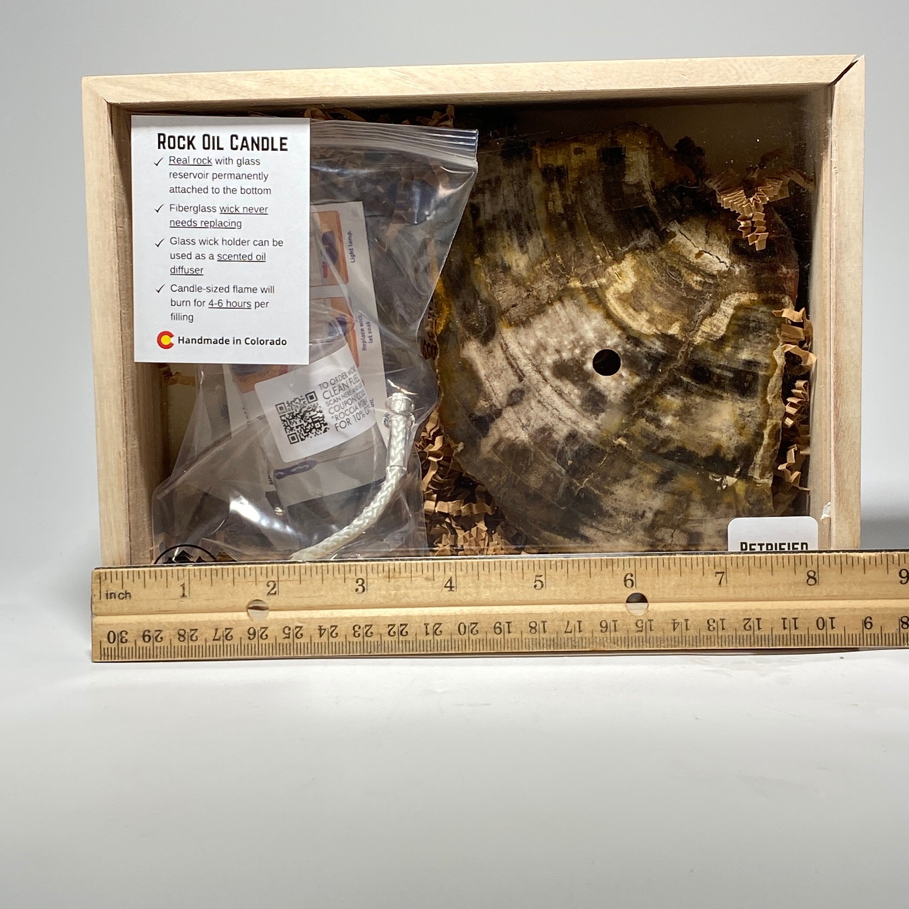 Rock Candle gift box - Petrified Wood