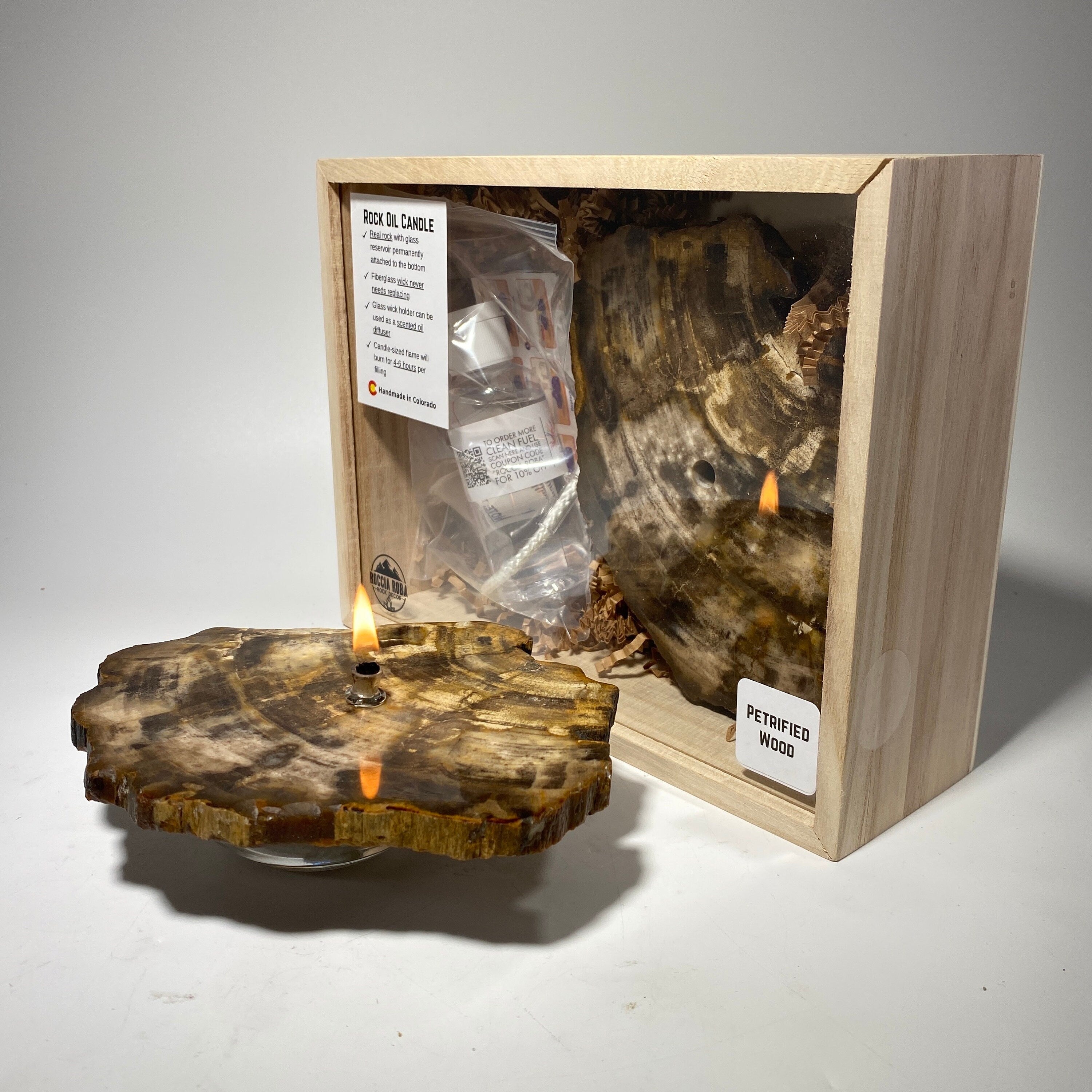 Rock Candle gift box - Petrified Wood