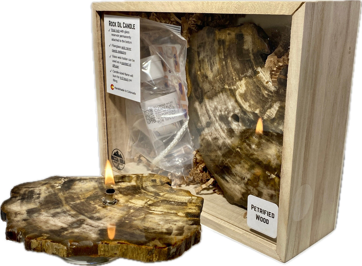 Rock Candle gift box - Petrified Wood