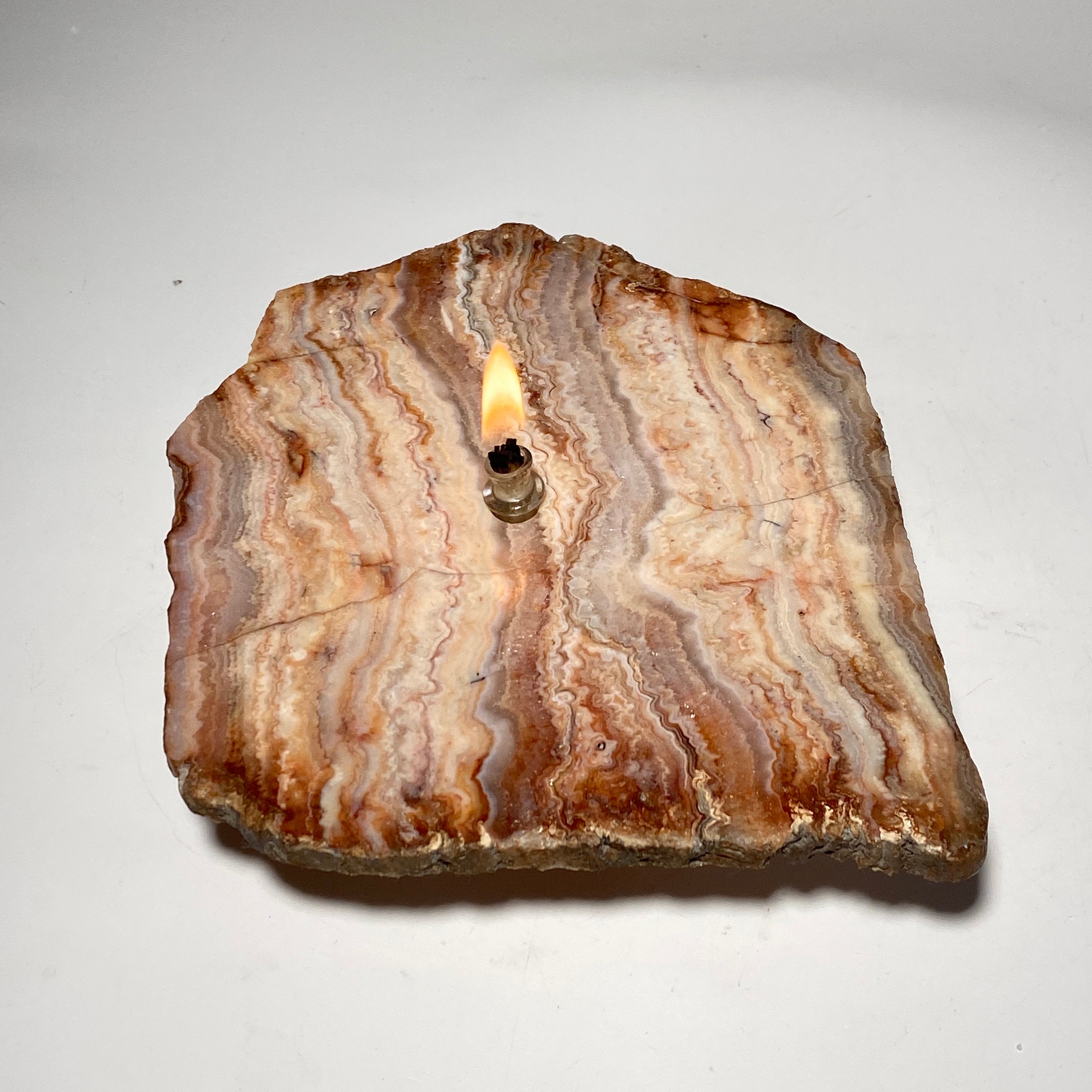 Unique Crazy Lace Agate Rock Candle