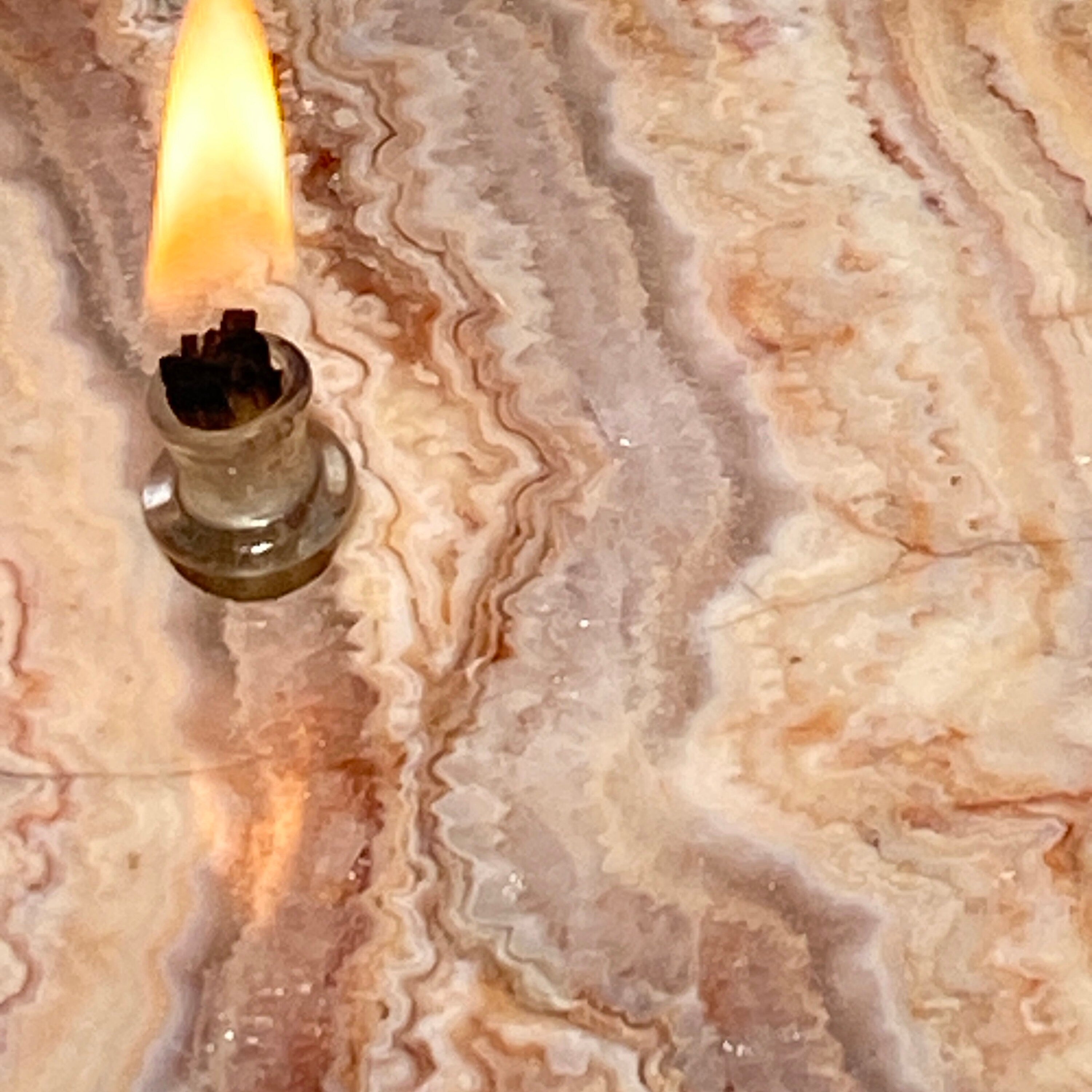 Unique Crazy Lace Agate Rock Candle