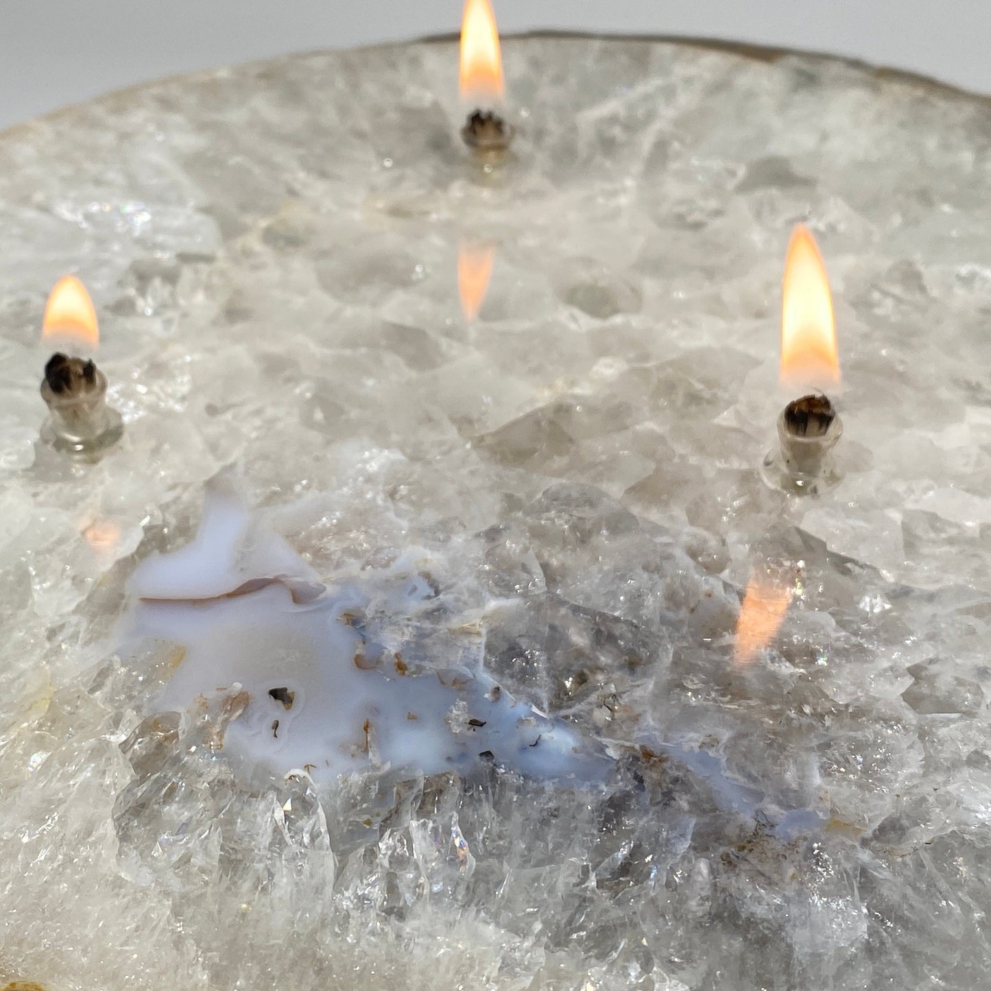[shopname] - Large Agate Slab Oil Candle, rock decor
