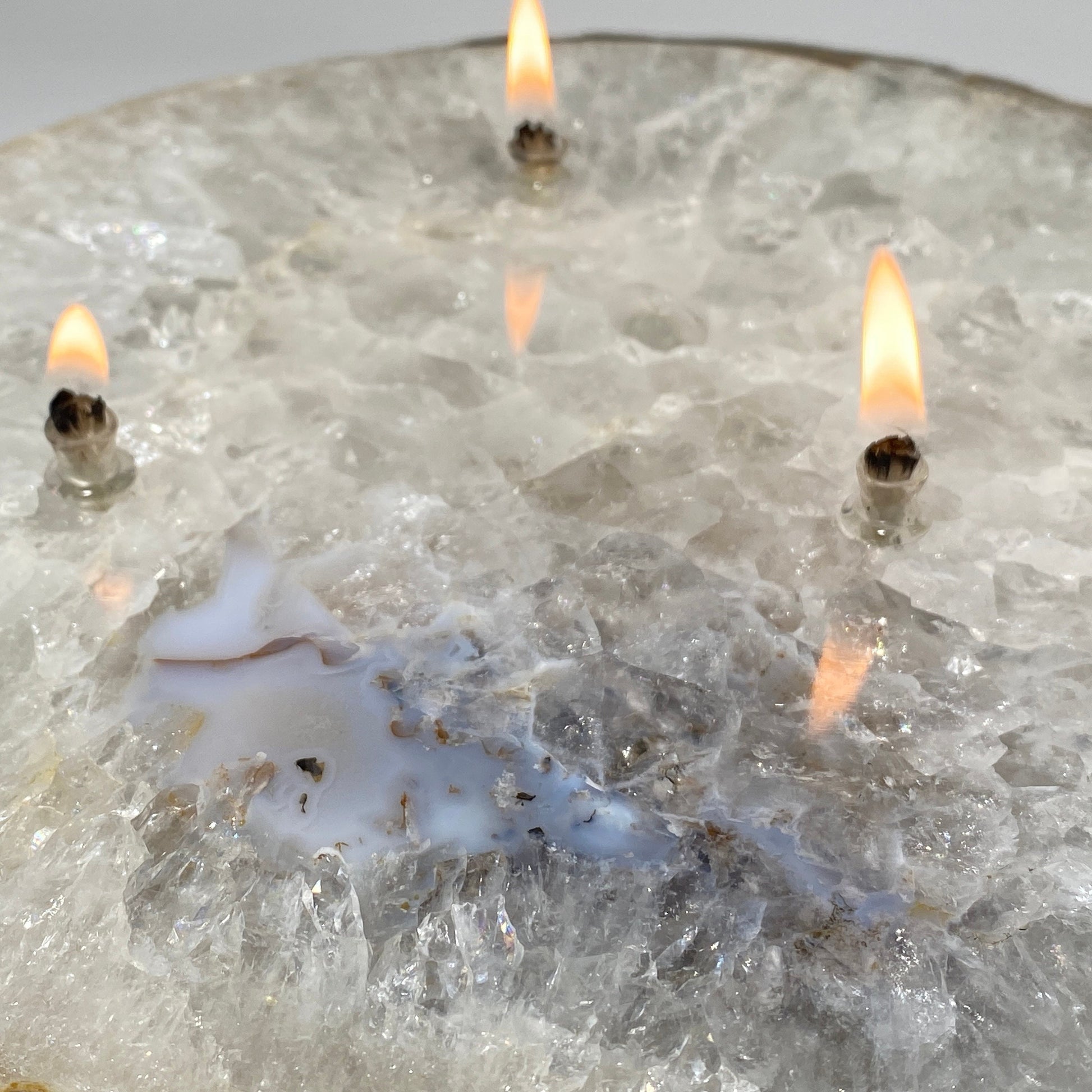 [shopname] - Large Agate Slab Oil Candle, rock decor