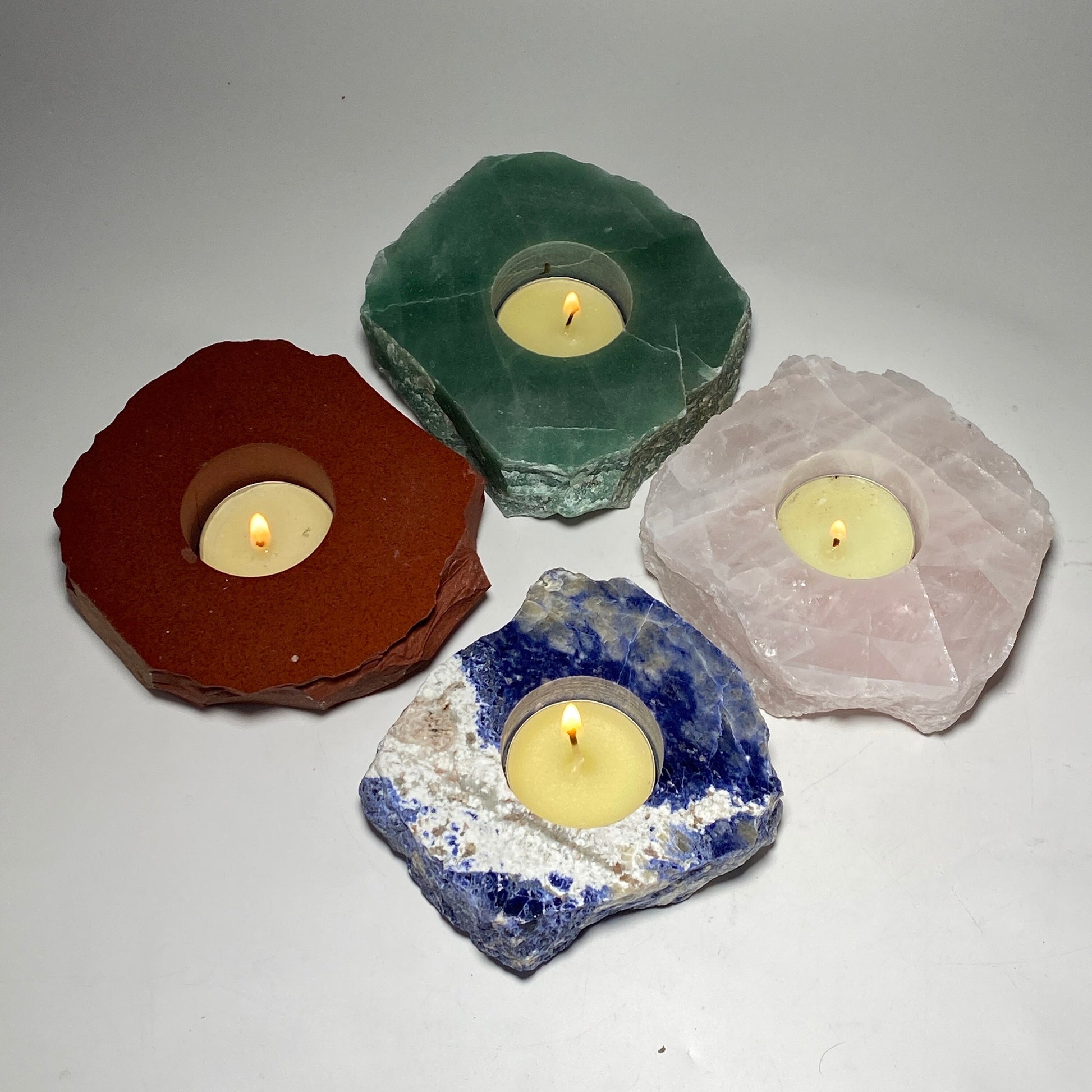 [shopname] - Crystal tea light candle holder, rock decor