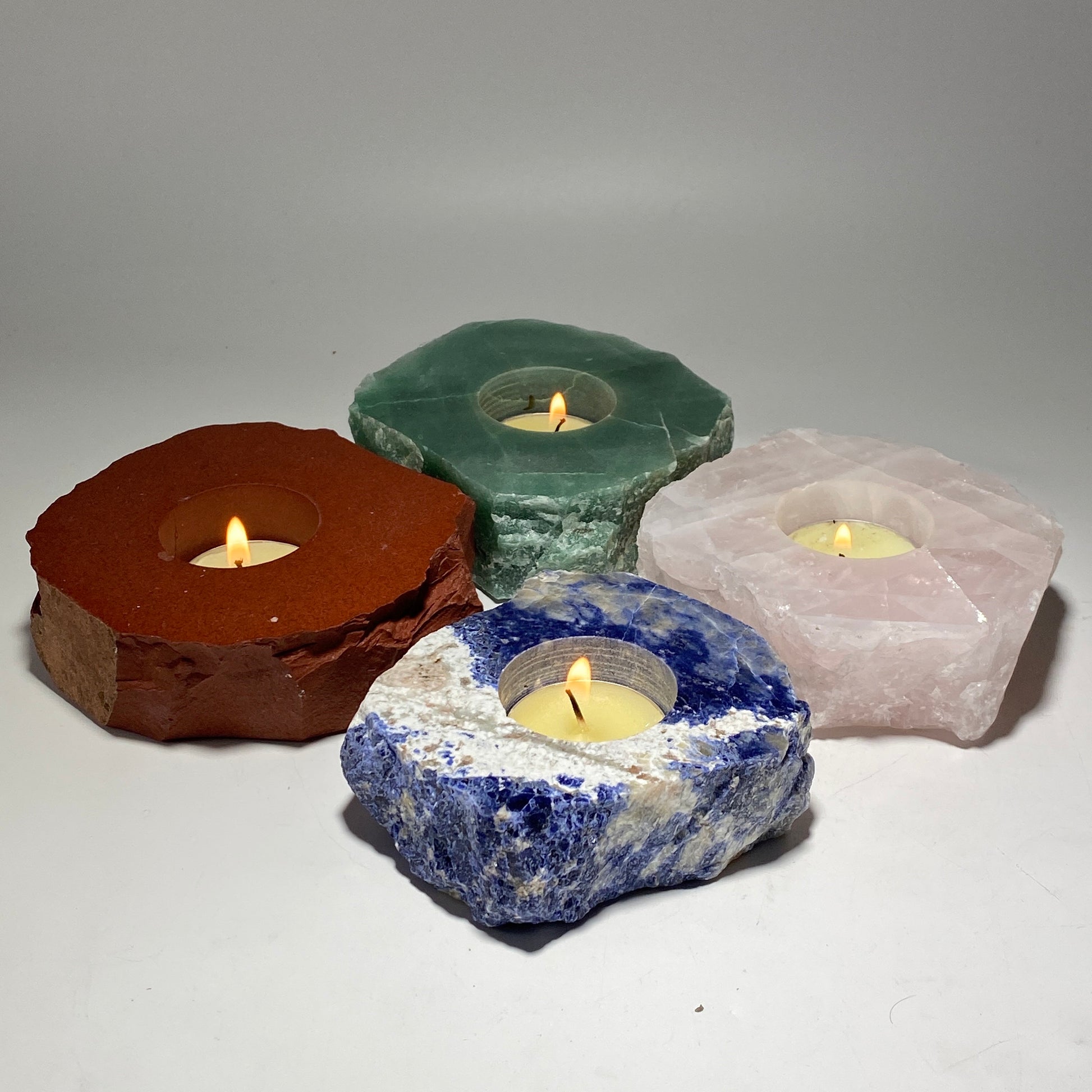 [shopname] - Crystal tea light candle holder, rock decor