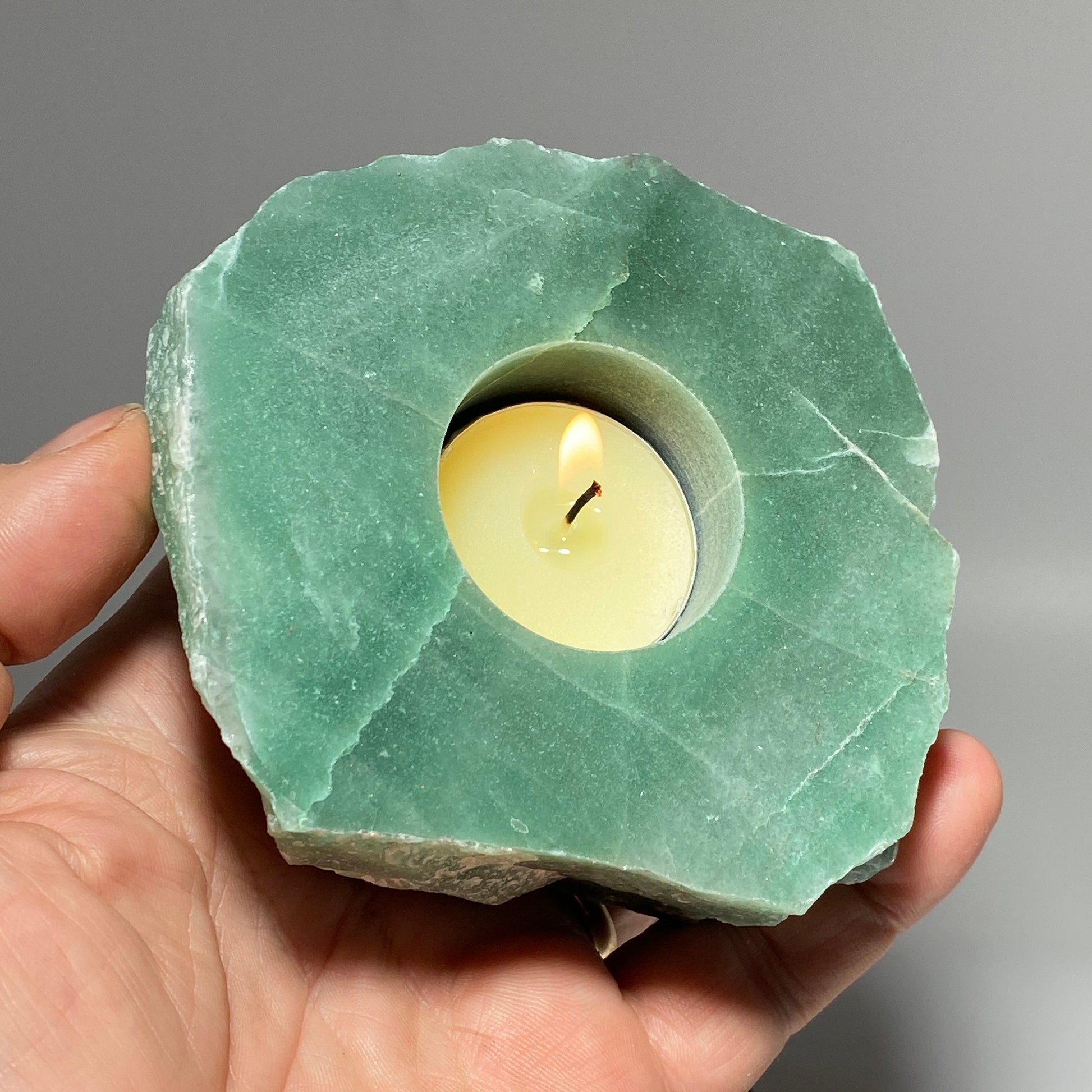 [shopname] - Crystal tea light candle holder, rock decor