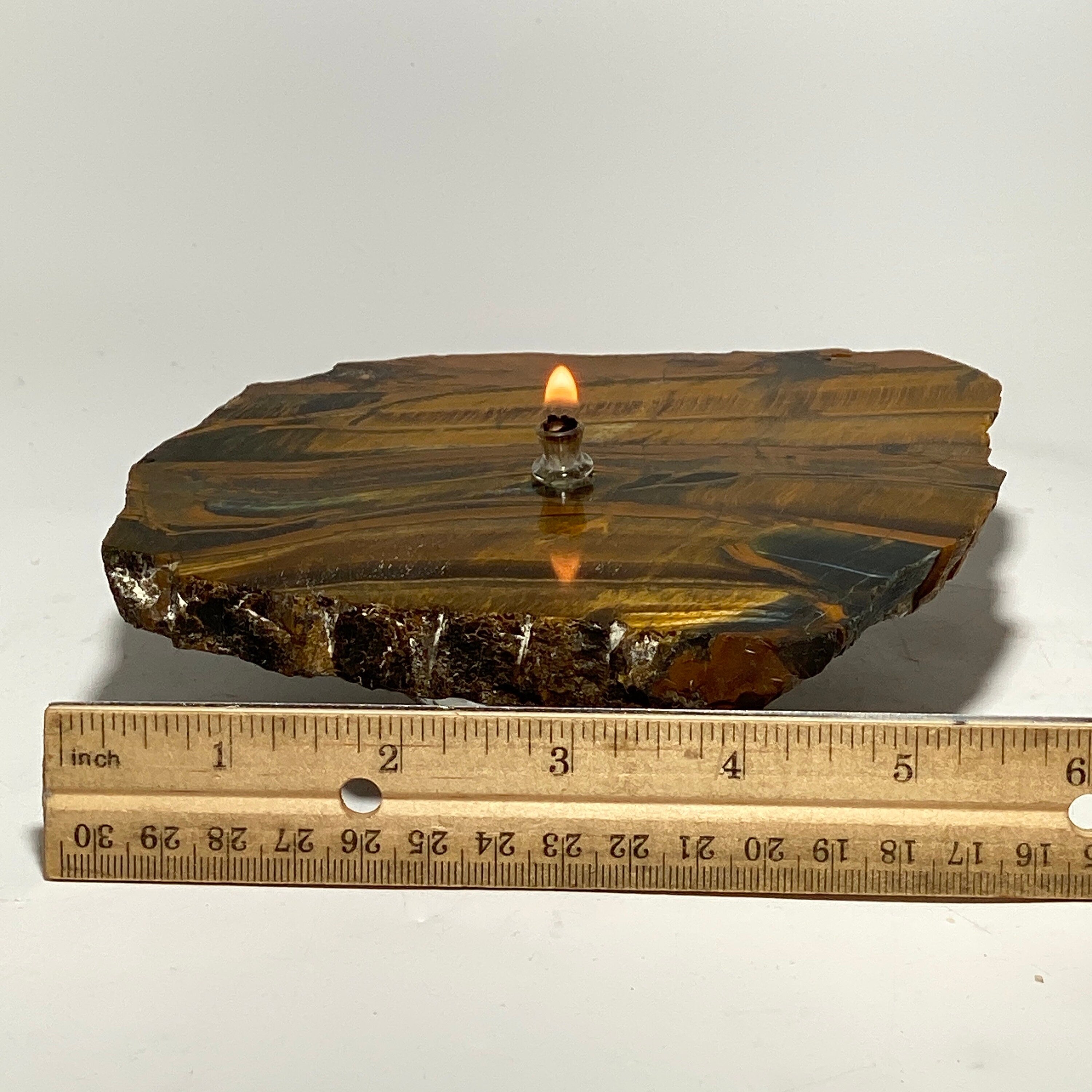 Tigers Eye Rock Candle