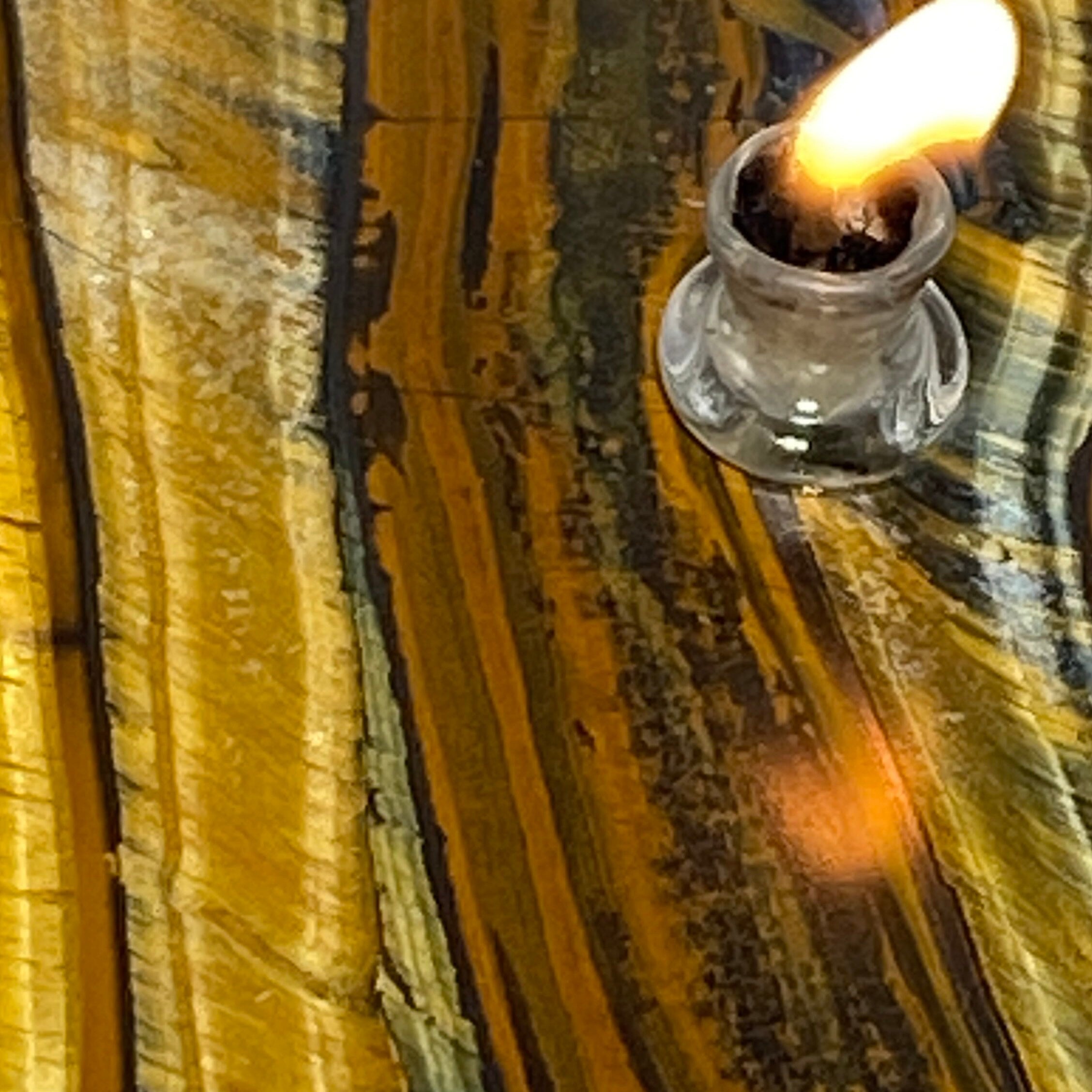 Tigers Eye Rock Candle