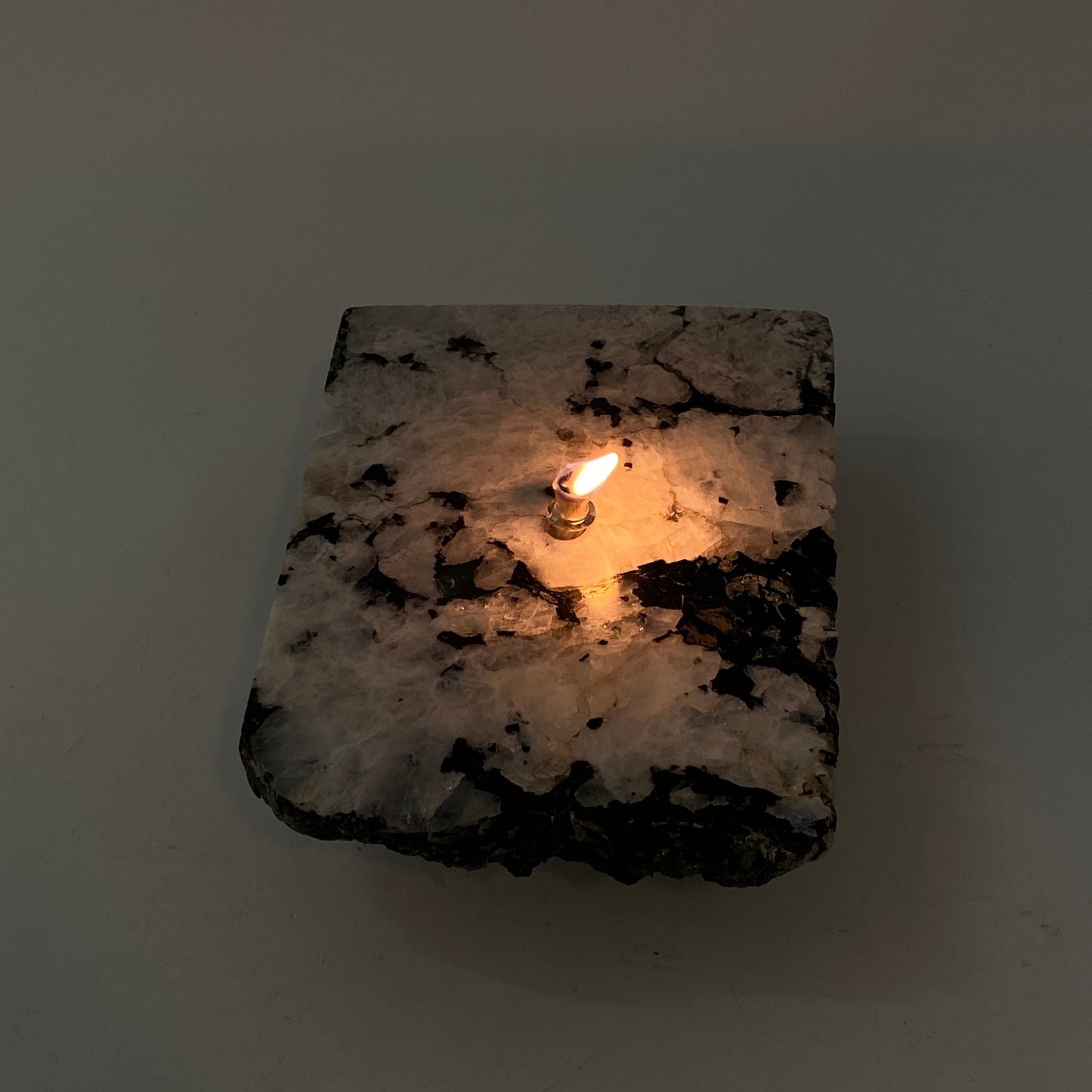 [shopname] - Rainbow Moonstone Rock Oil Candle Gift Box, rock decor