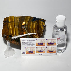 [shopname] - Rock Candle gift box - Tigers Eye, rock decor