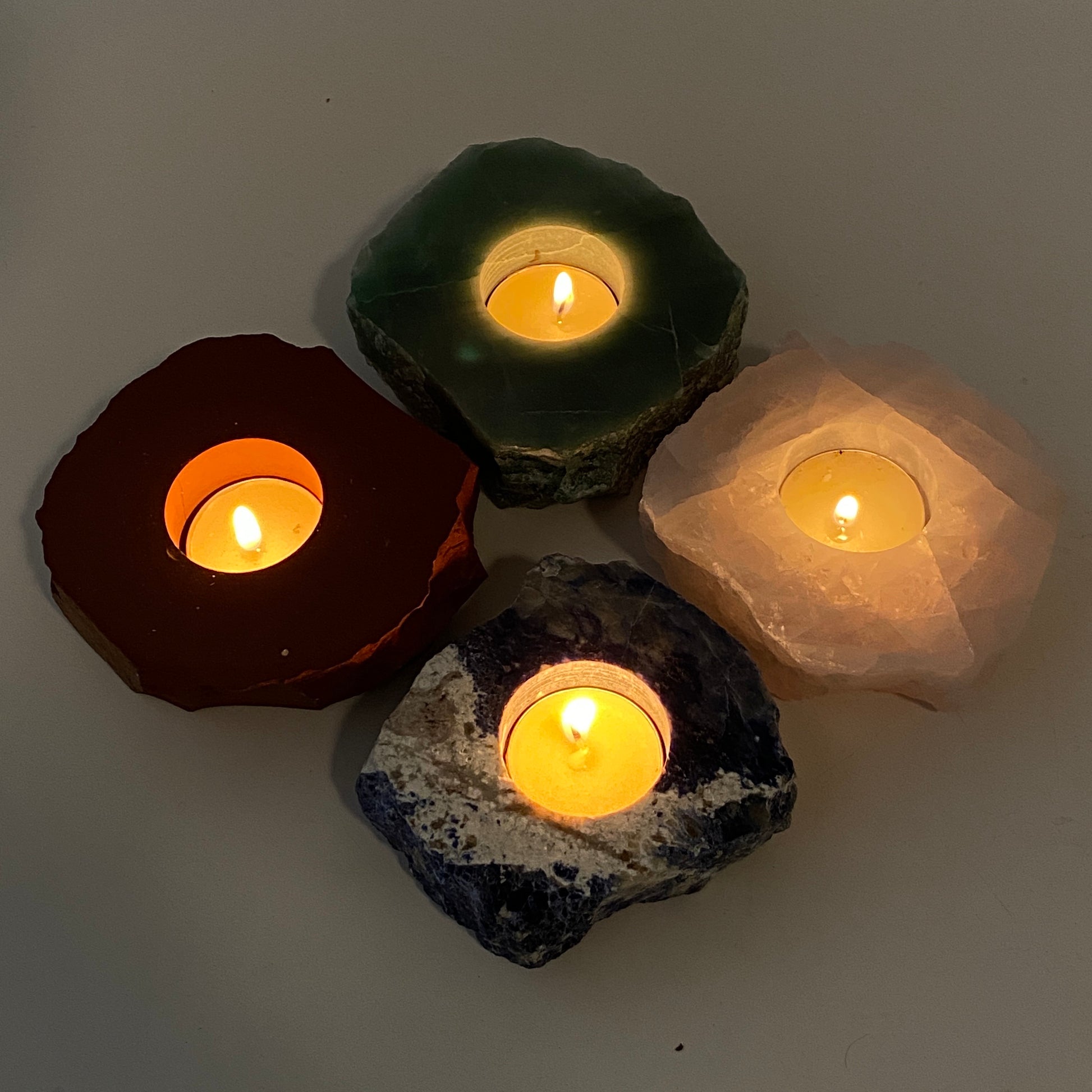 [shopname] - Crystal tea light candle holder, rock decor