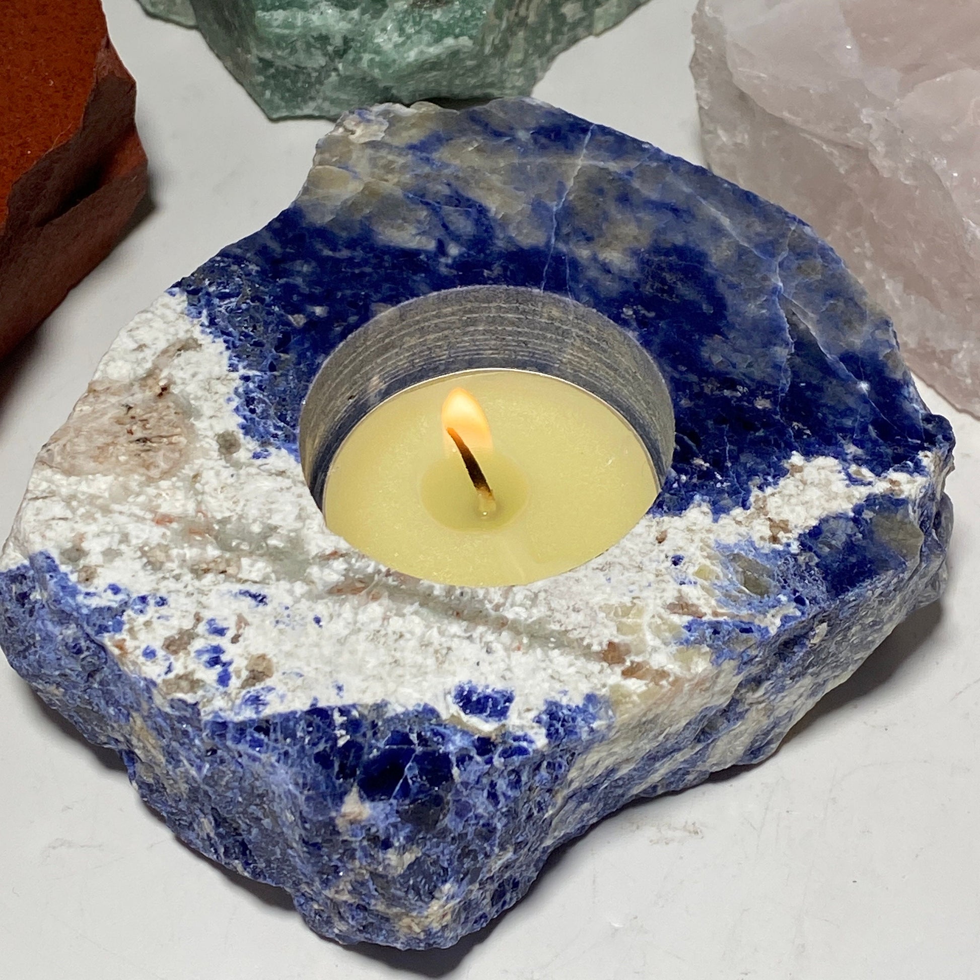 [shopname] - Crystal tea light candle holder, rock decor