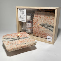 [shopname] - Sunstone Rock Oil Candle Gift Box, rock decor