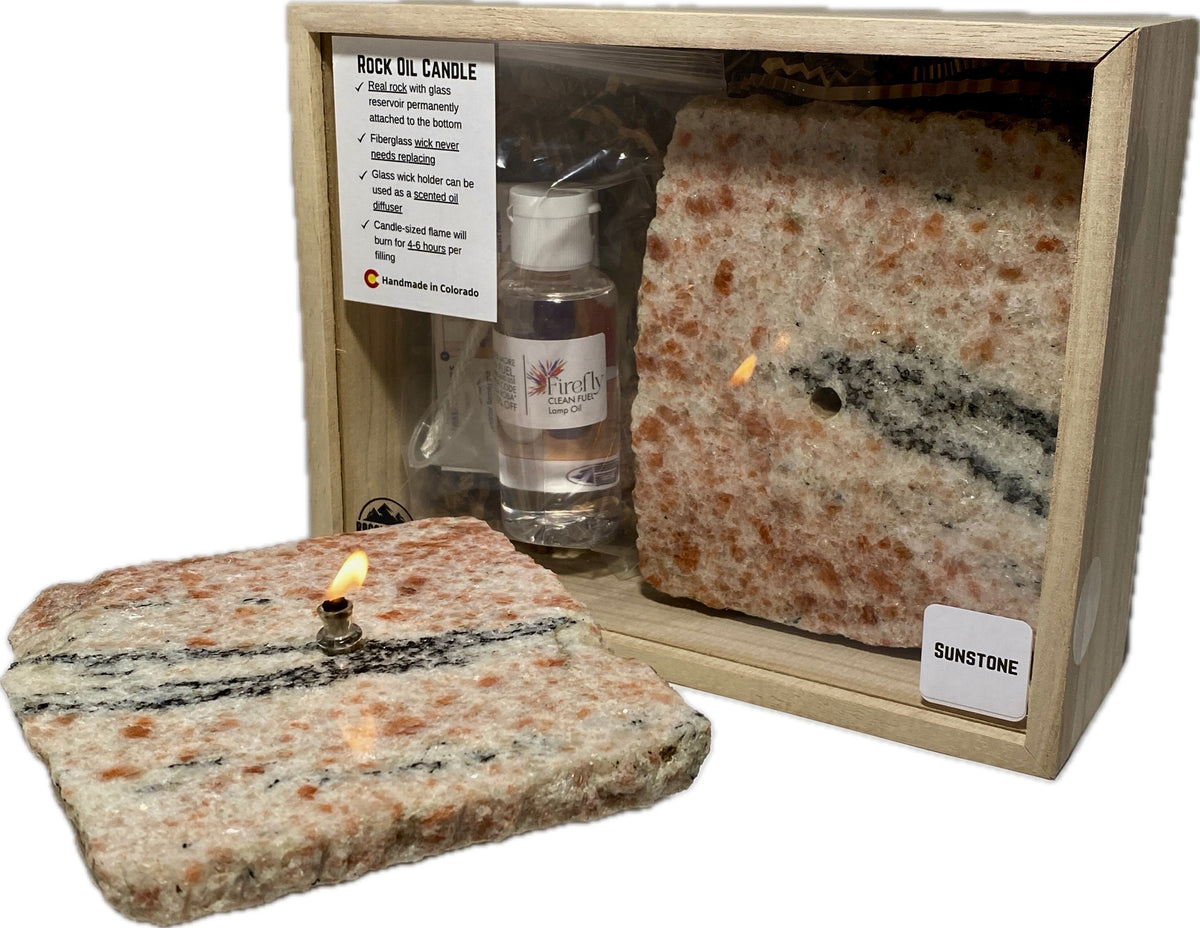 [shopname] - Rock Candle gift box - Sunstone, rock decor