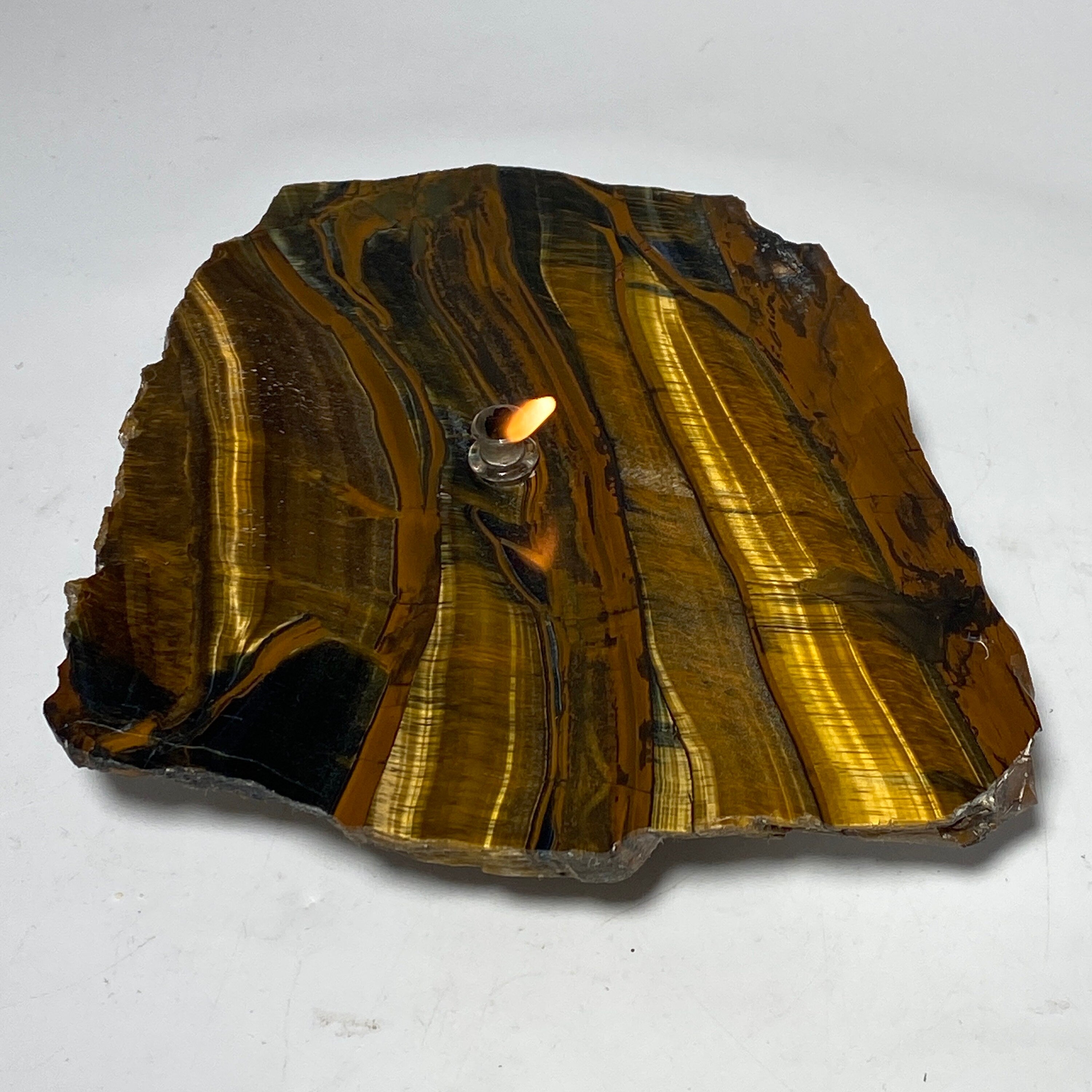 Tigers Eye Rock Candle