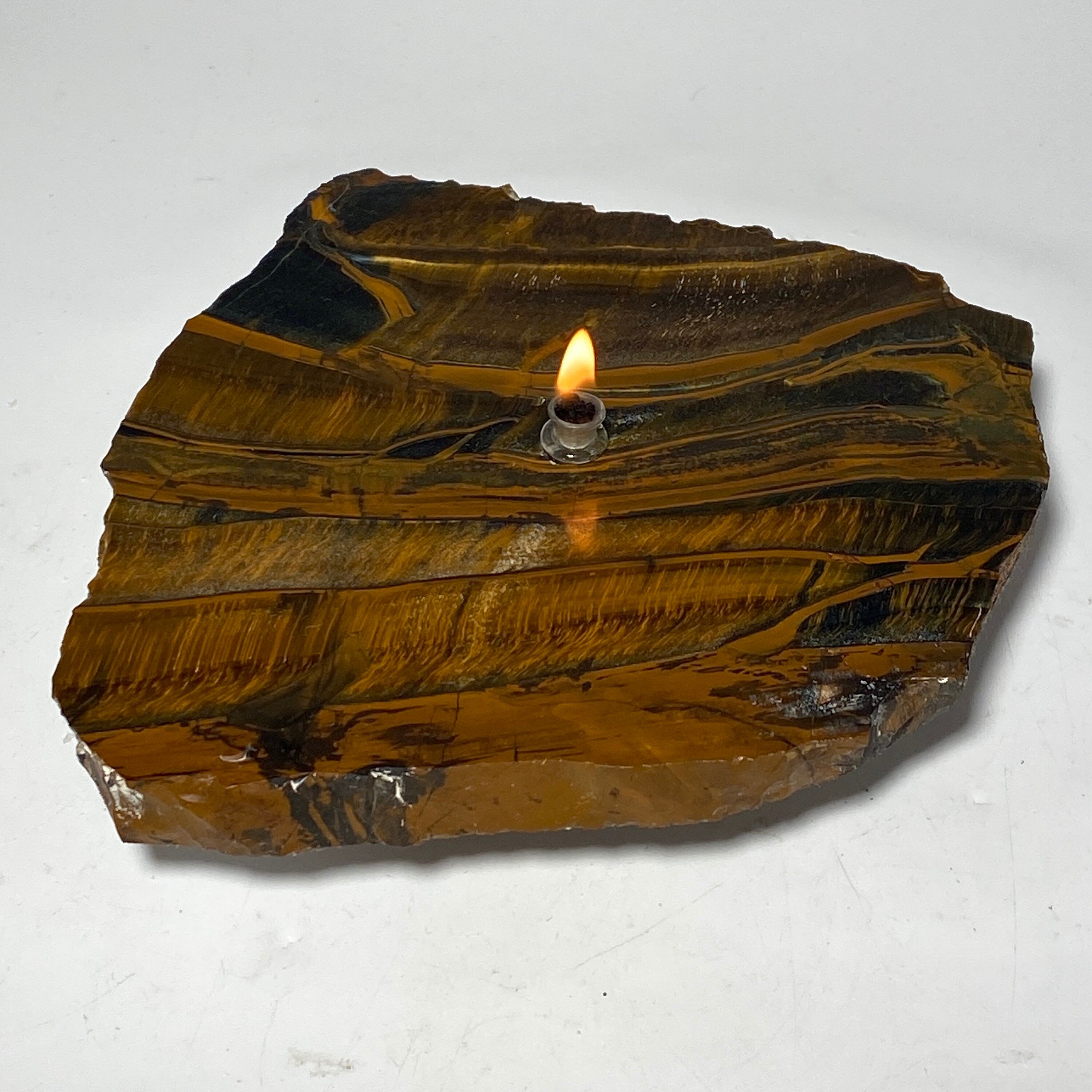 Tigers Eye Rock Candle