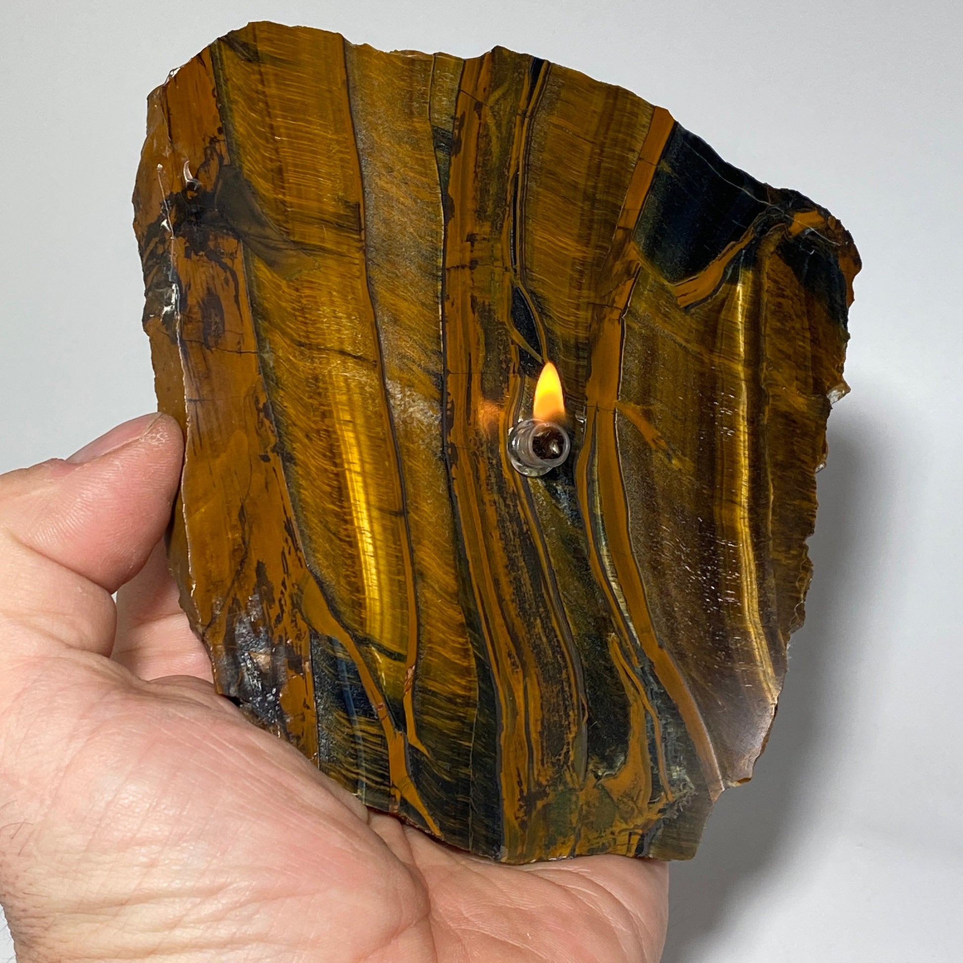 [shopname] - Rock Candle gift box - Tigers Eye, rock decor