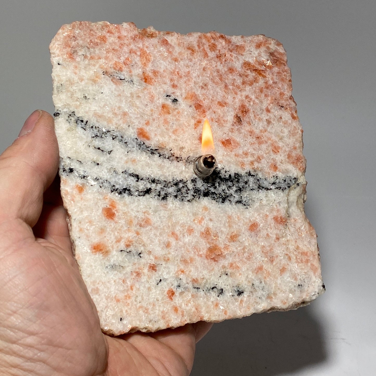 [shopname] - Sunstone Rock Oil Candle Gift Box, rock decor