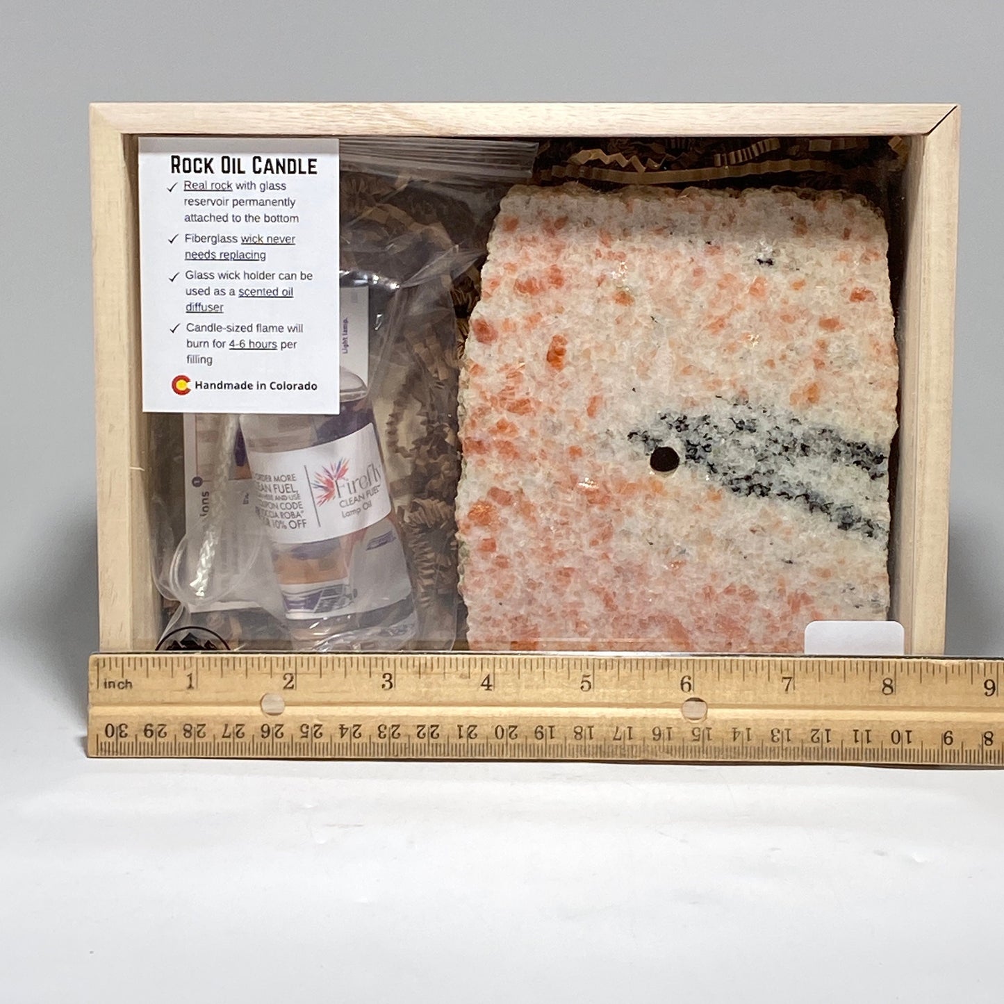 [shopname] - Sunstone Rock Oil Candle Gift Box, rock decor