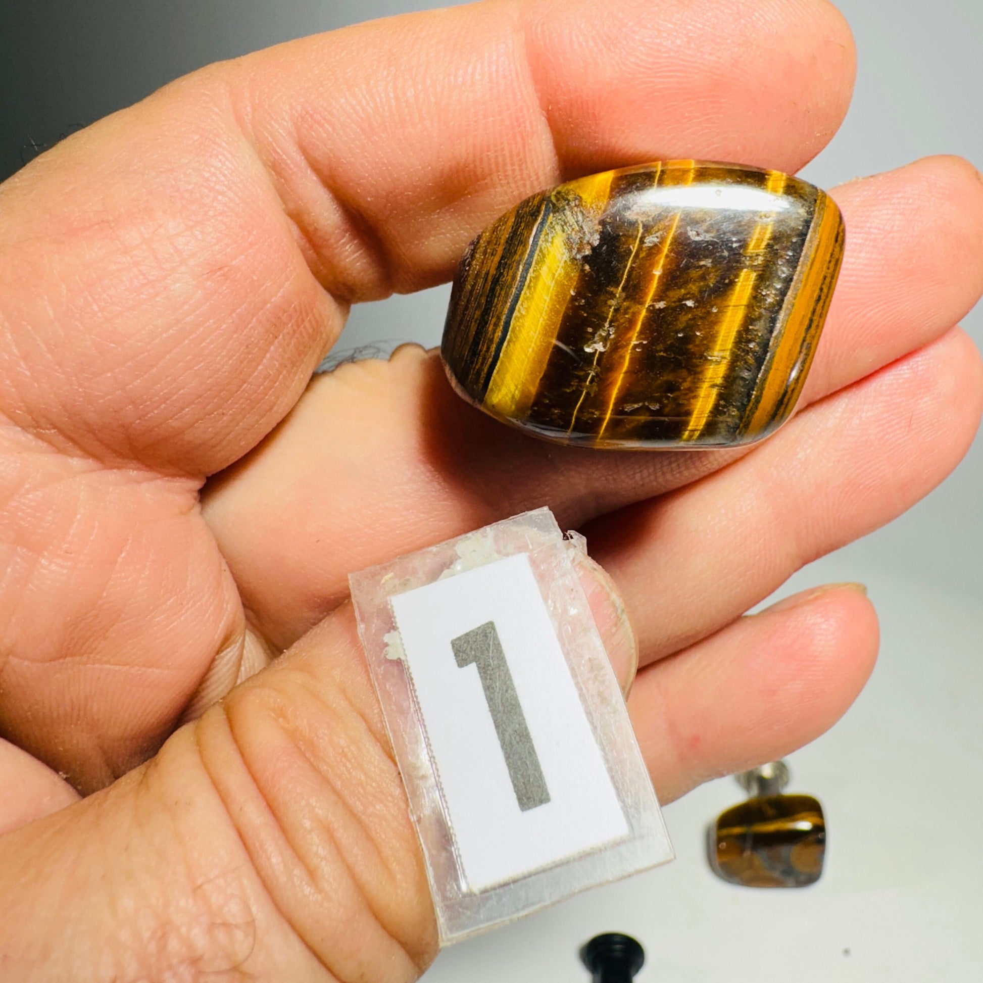 [shopname] - Gemstone cabinet knob - tumbled tigers eye, rock decor