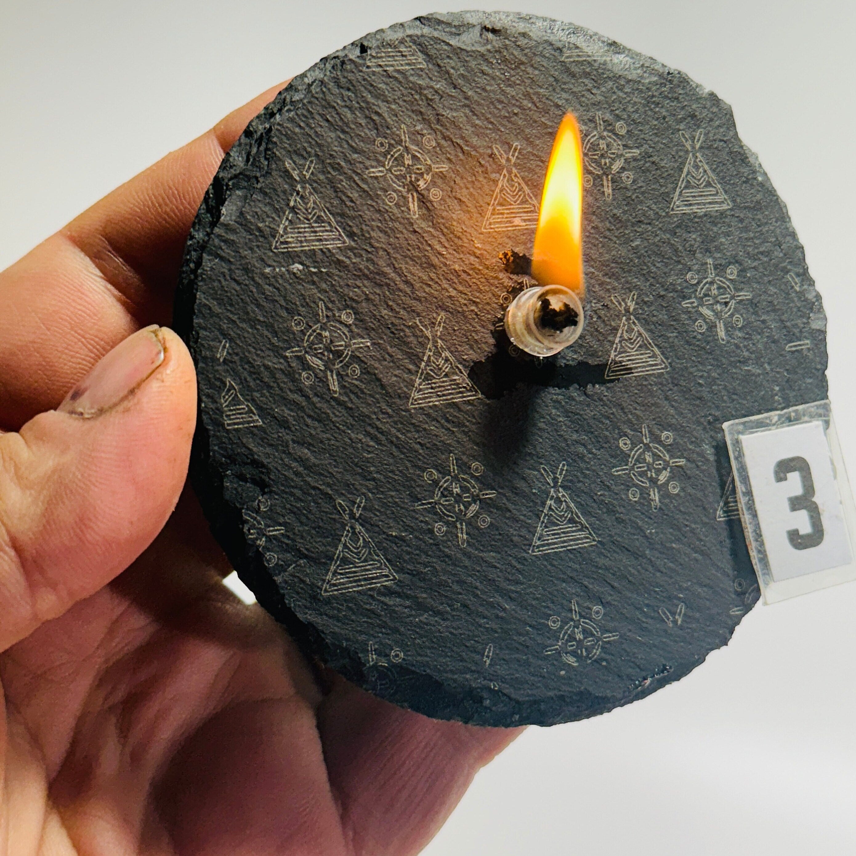 Western Themed Rock oil candle | slate oil lamp, cowboy gift, cowgirl gift, western decor, rock and candle lover, one-of-a-kind