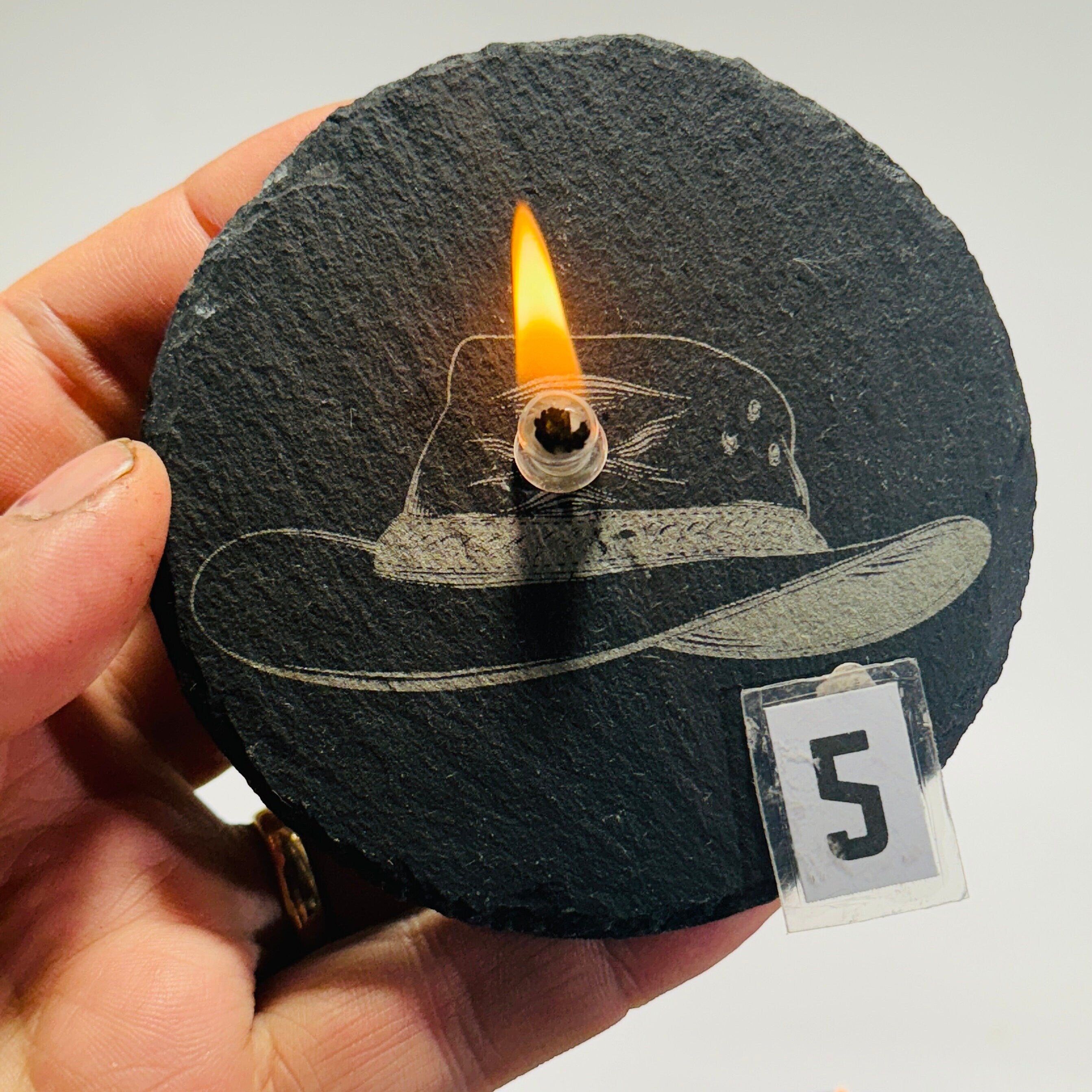 Western Themed Rock oil candle | slate oil lamp, cowboy gift, cowgirl gift, western decor, rock and candle lover, one-of-a-kind