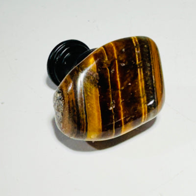 Gemstone cabinet knob - tumbled tigers eye