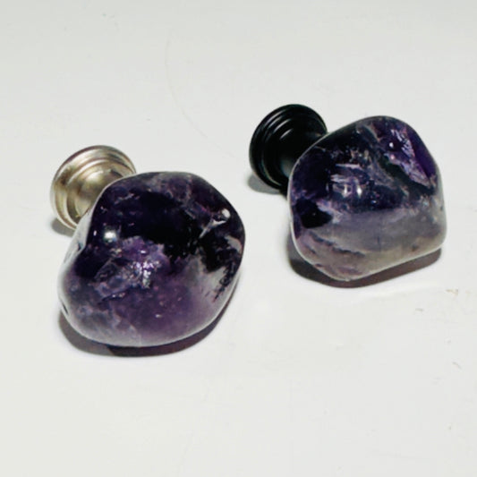 Tumbled dark amethyst cabinet knob