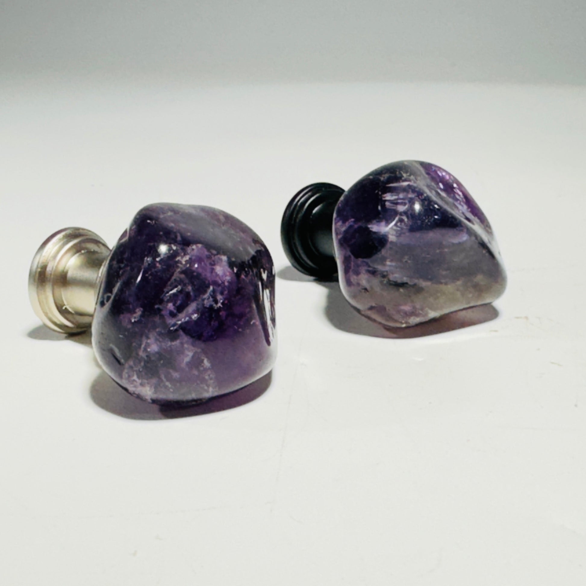 Tumbled dark amethyst cabinet knob