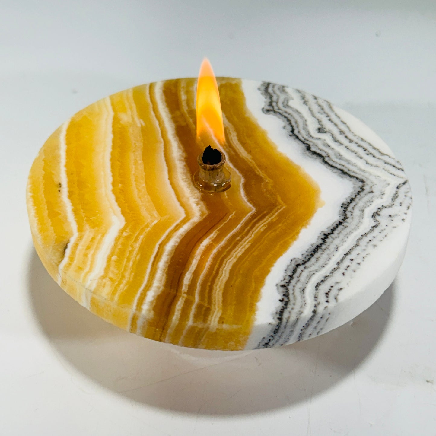 [shopname] - Grass Flower Calcite Rock Oil Candle, rock decor