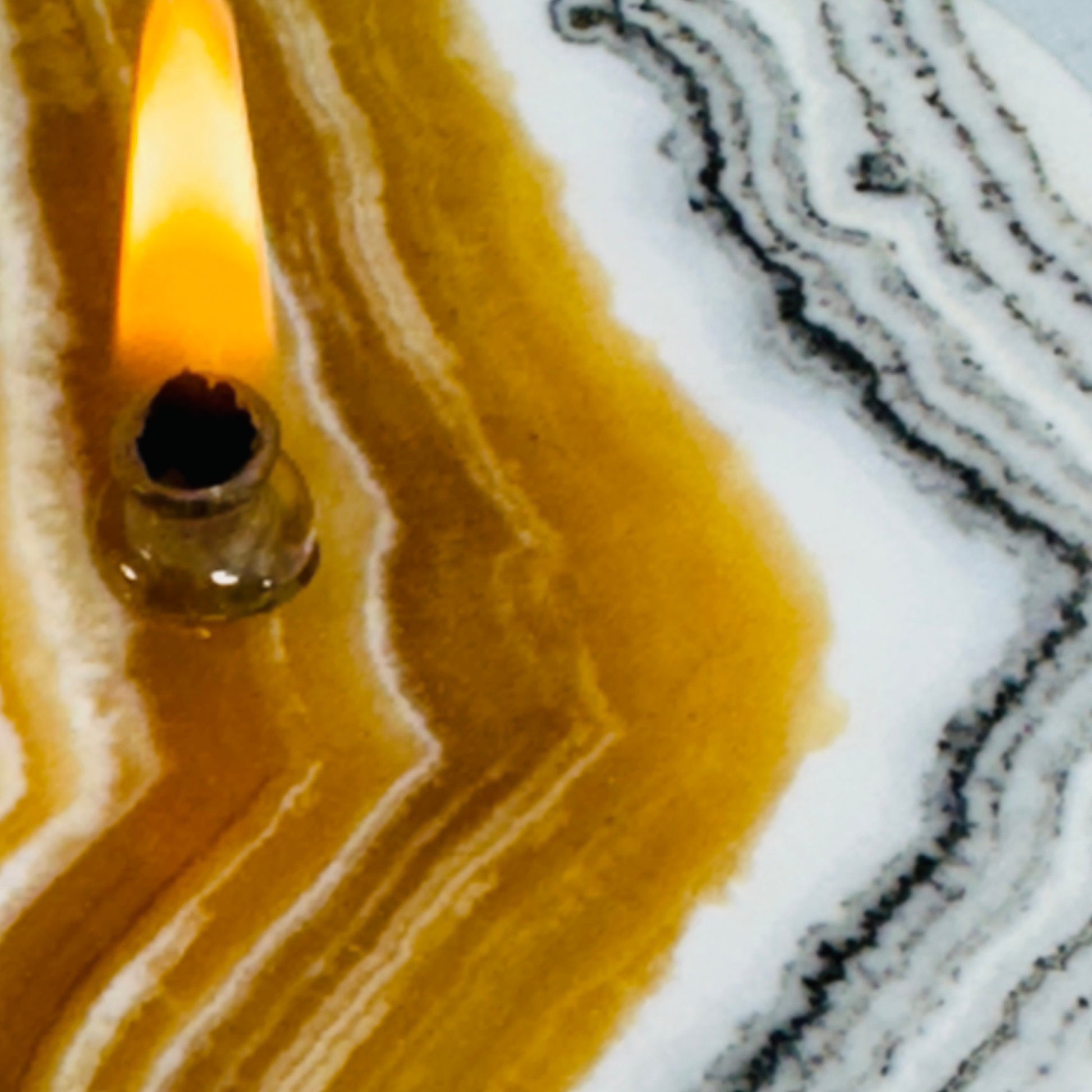 [shopname] - Grass Flower Calcite Rock Oil Candle, rock decor
