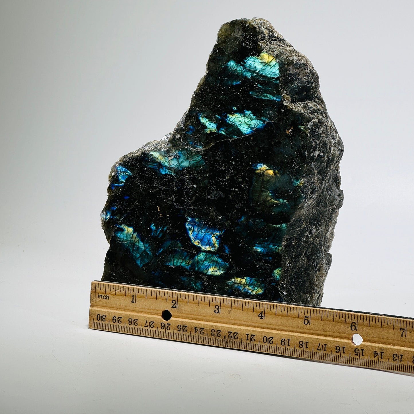 [shopname] - Labradorite crystal end cut, rock decor