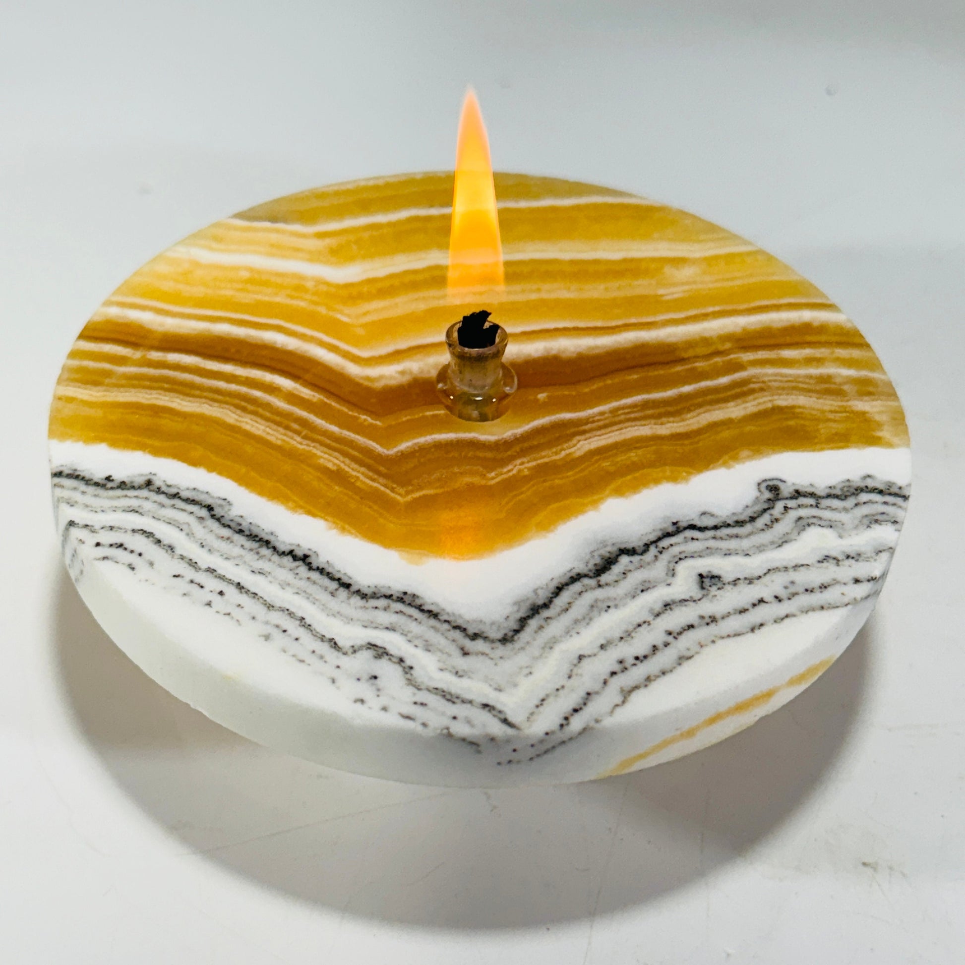 [shopname] - Grass Flower Calcite Rock Oil Candle, rock decor