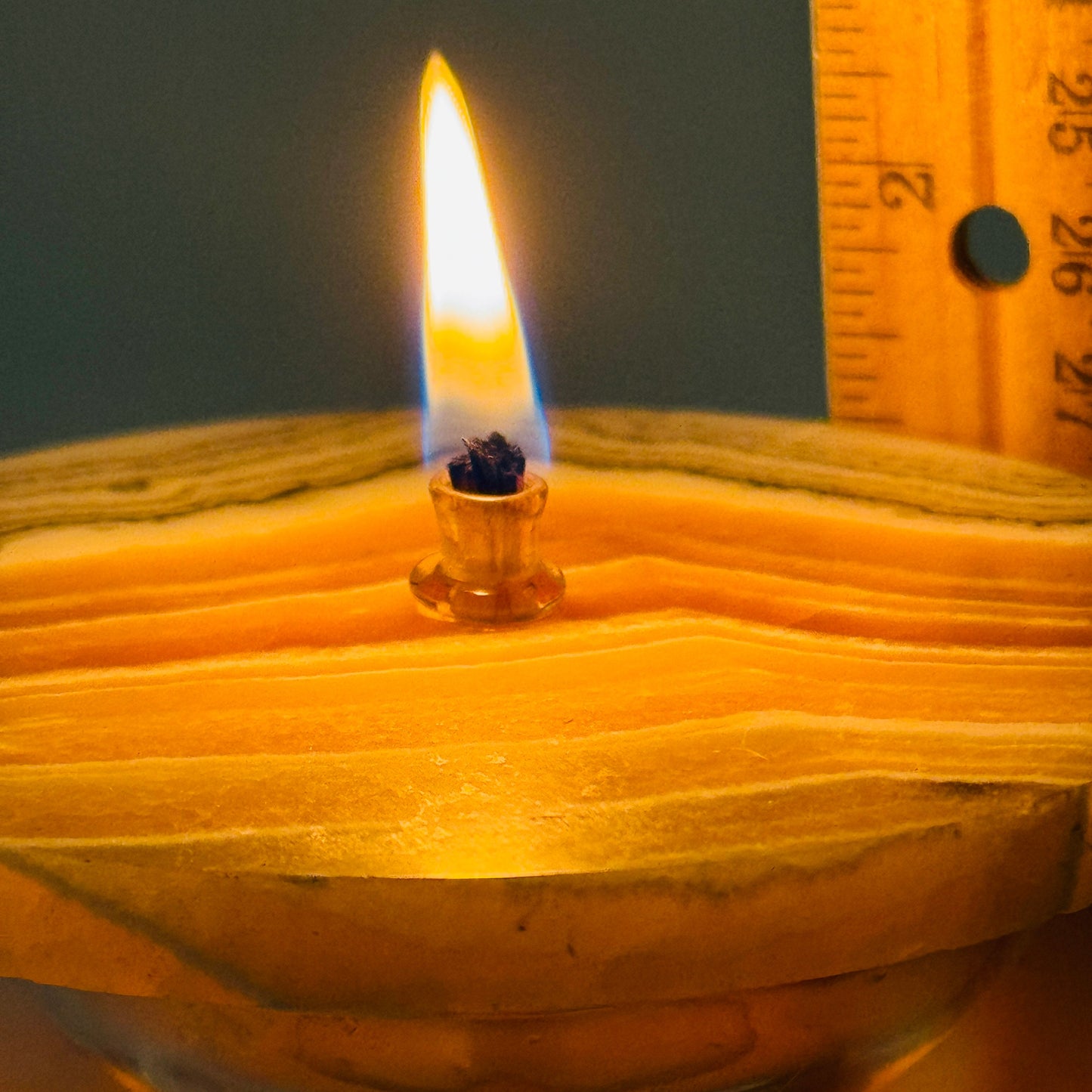 [shopname] - Grass Flower Calcite Rock Oil Candle, rock decor