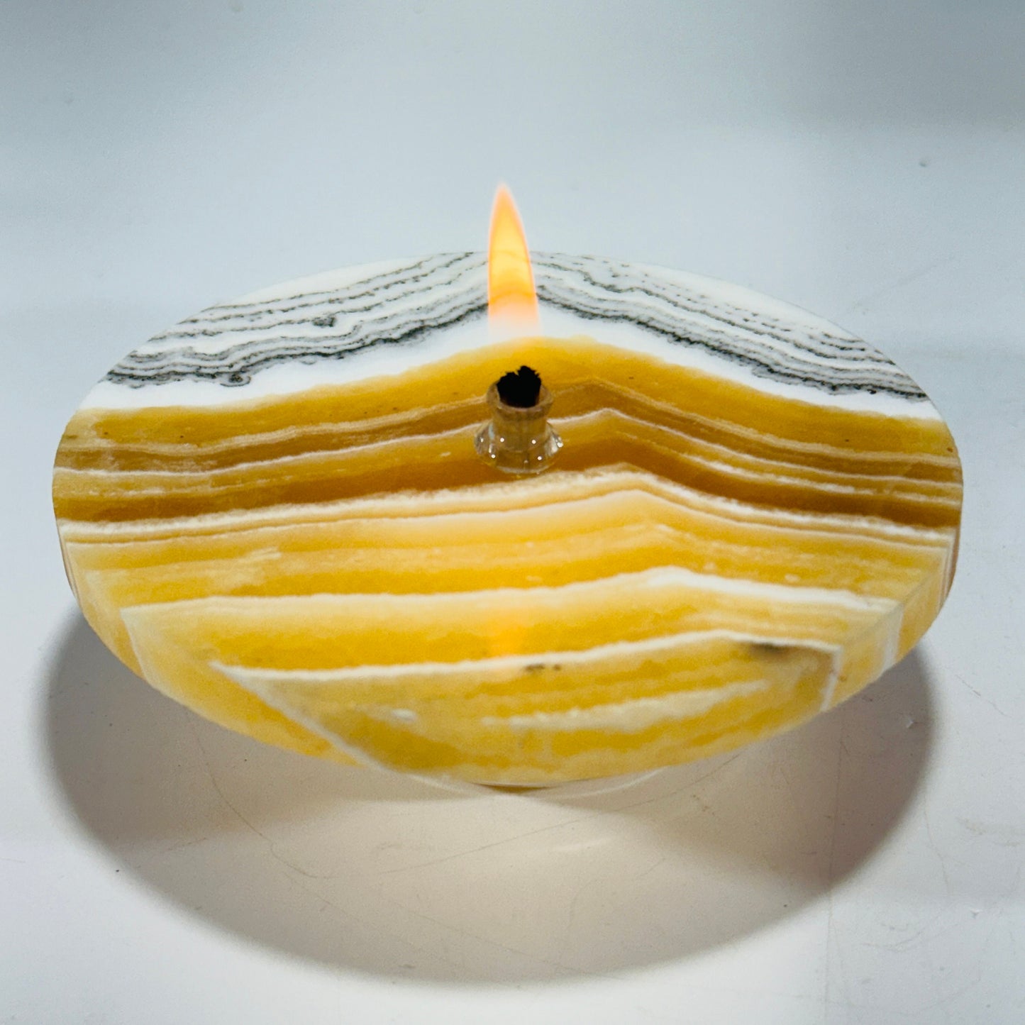 [shopname] - Grass Flower Calcite Rock Oil Candle, rock decor