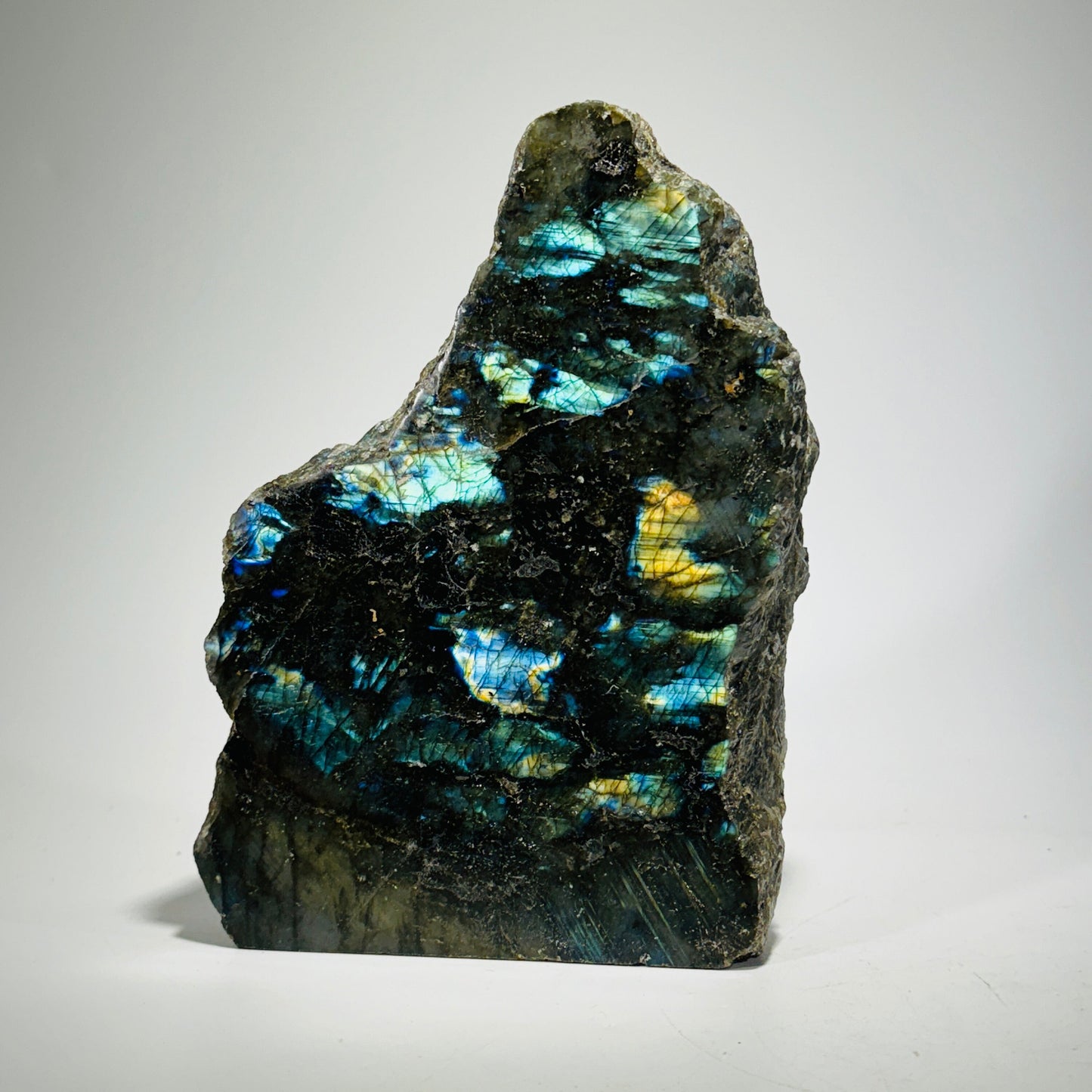[shopname] - Labradorite crystal end cut, rock decor