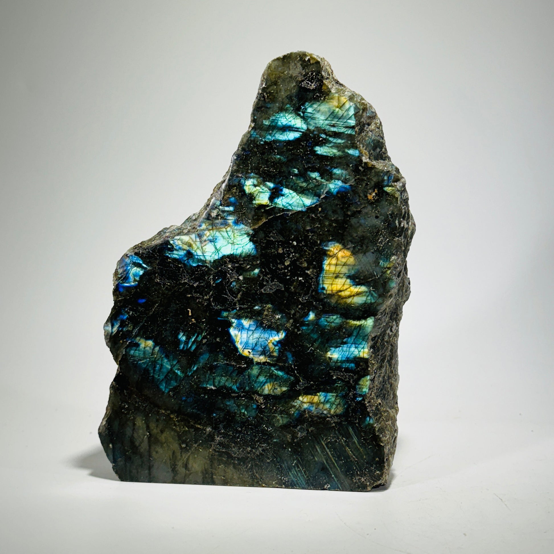 [shopname] - Labradorite crystal end cut, rock decor
