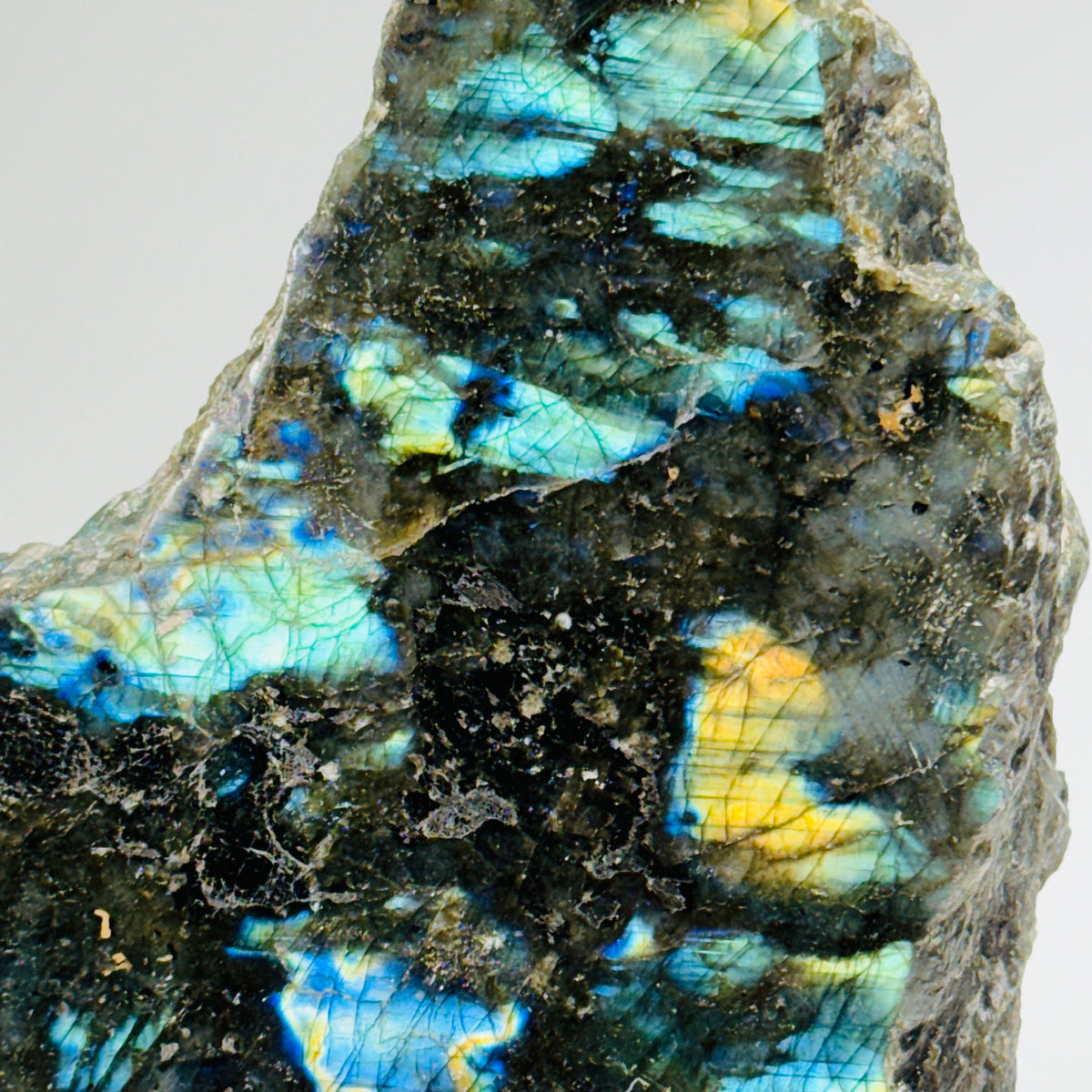 [shopname] - Labradorite crystal end cut, rock decor
