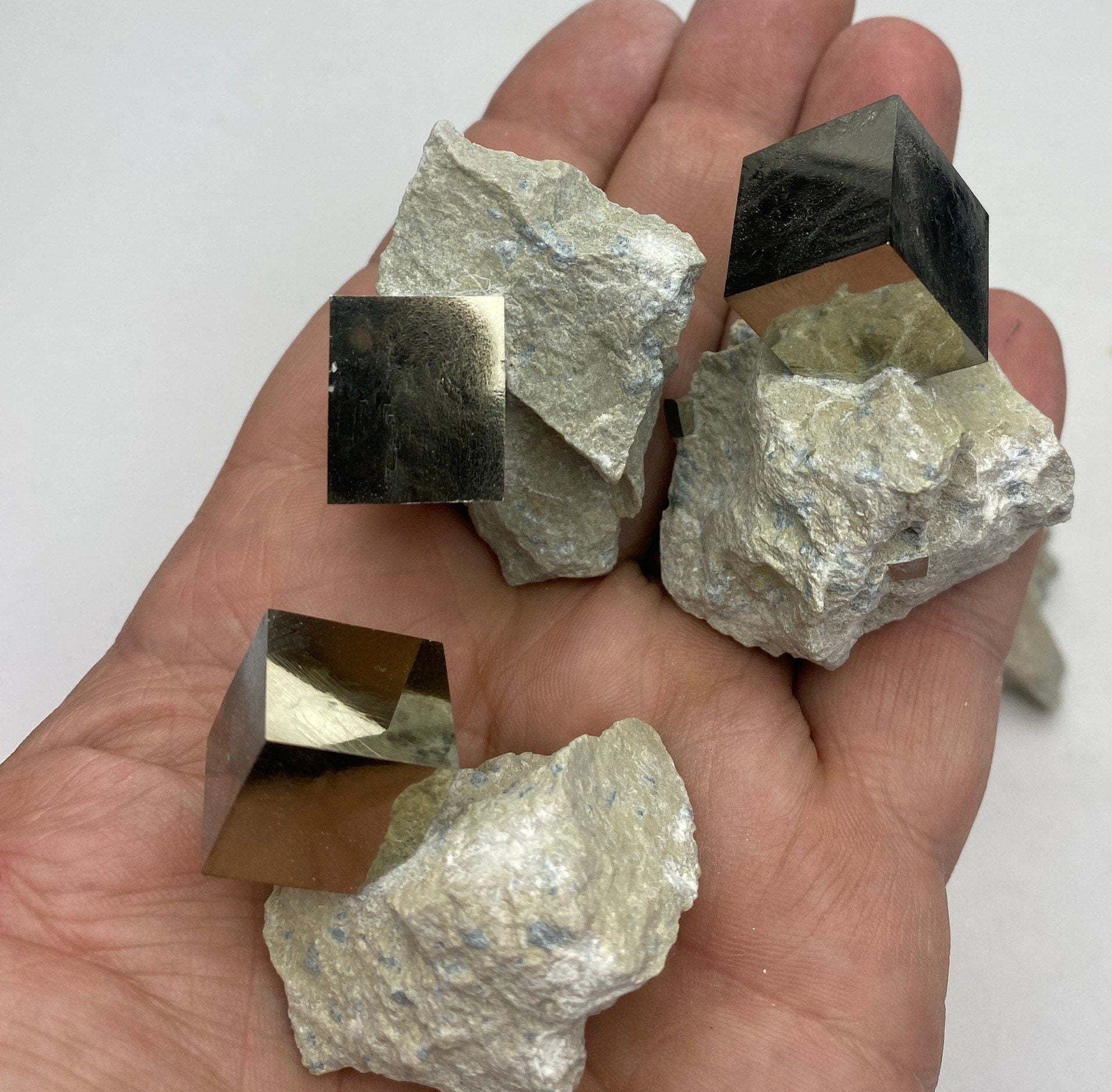 [shopname] - Medium Pyrite cube crystals from Navajun Spain, rock decor