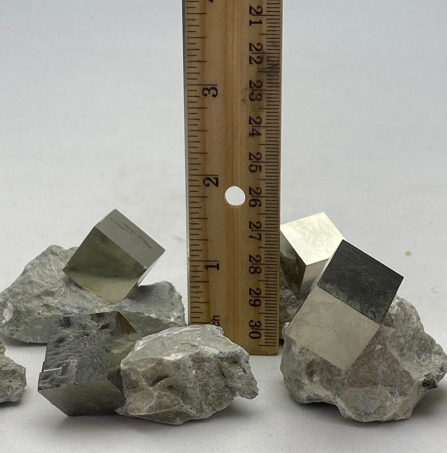 [shopname] - Medium Pyrite cube crystals from Navajun Spain, rock decor