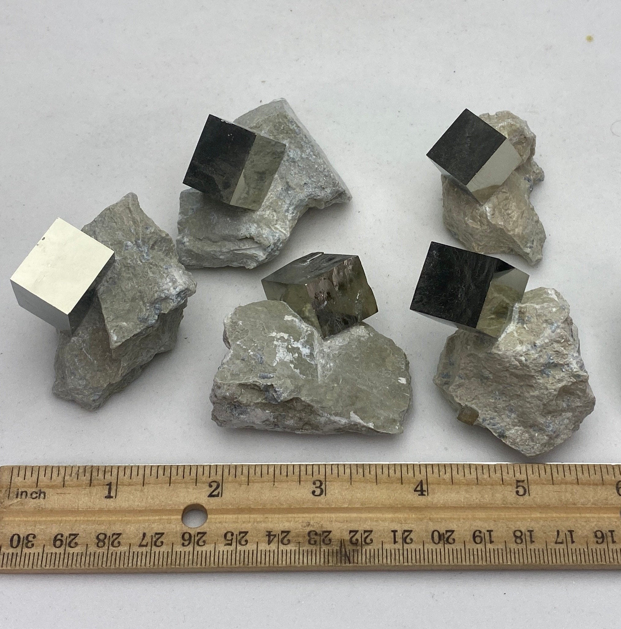 [shopname] - Medium Pyrite cube crystals from Navajun Spain, rock decor