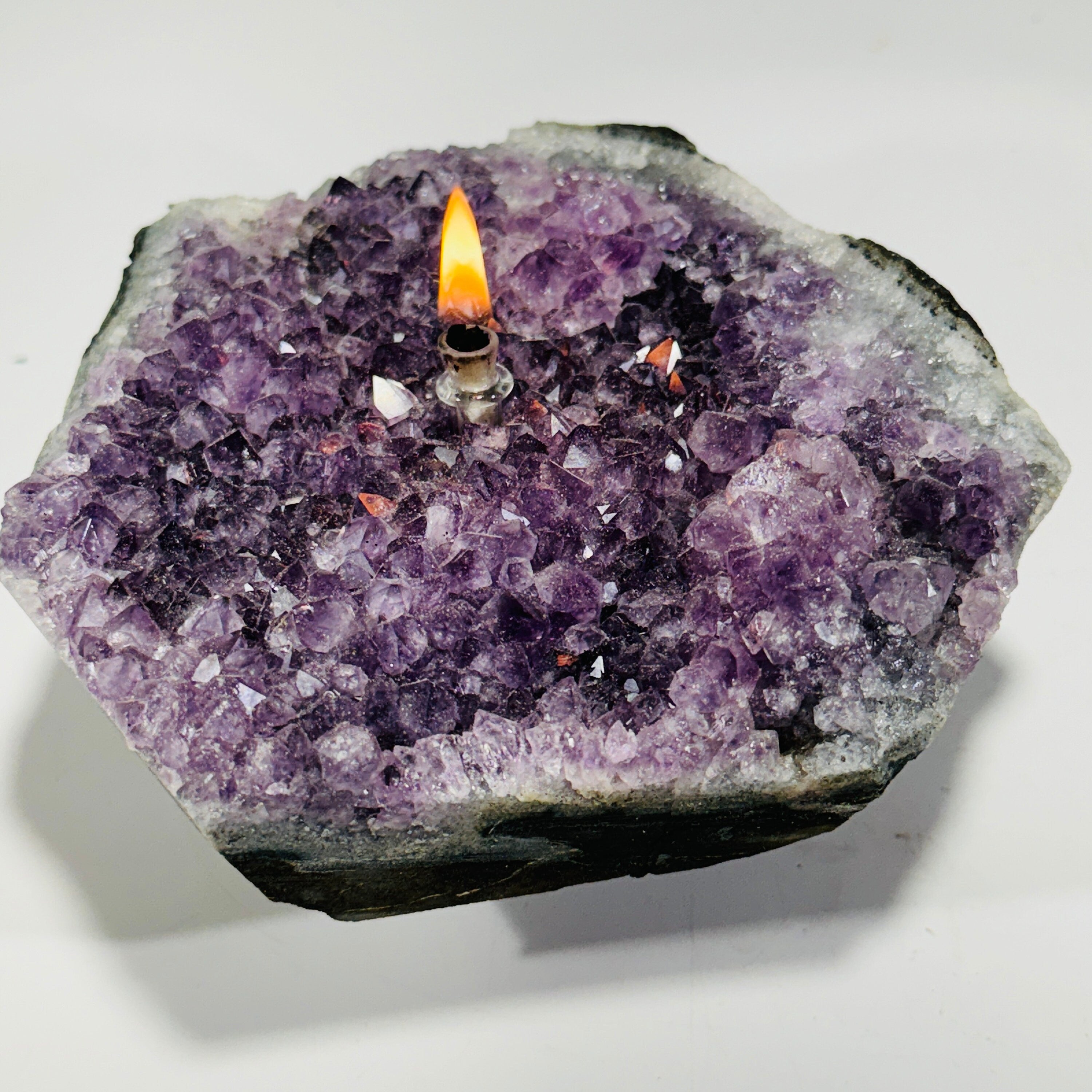 Rock oil lamp, Amethyst geode