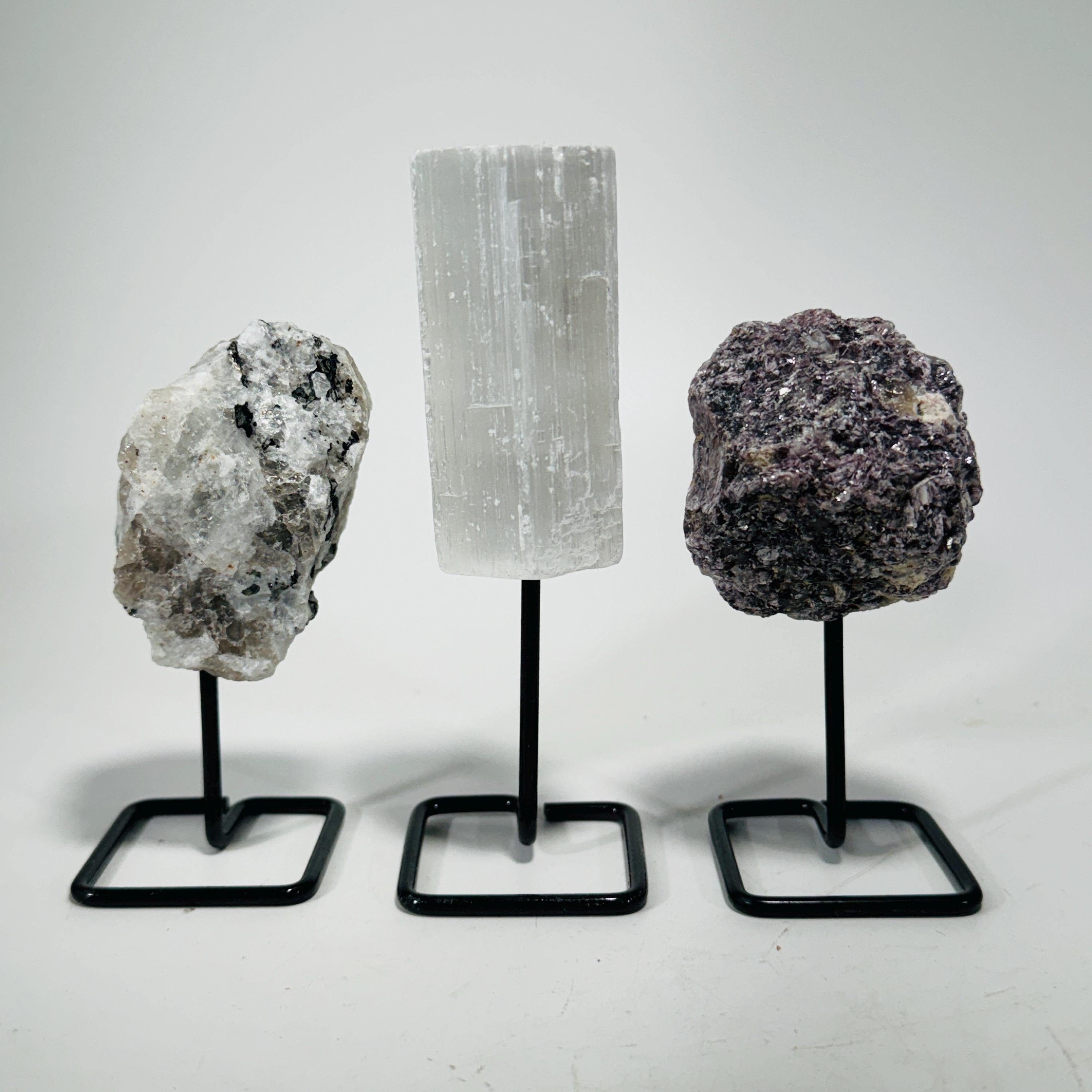 Mineral Specimens on a metal stand