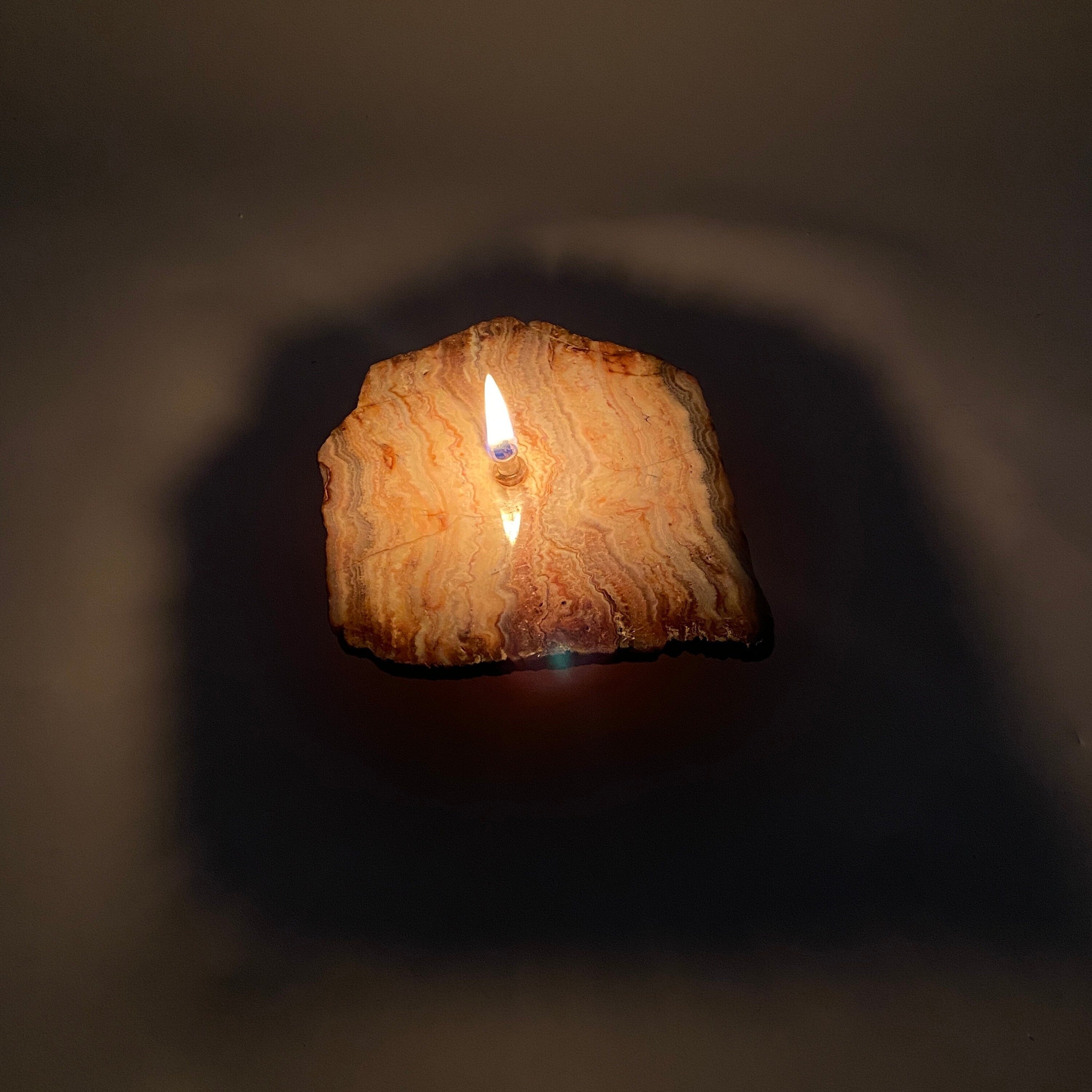 Unique Crazy Lace Agate Rock Candle