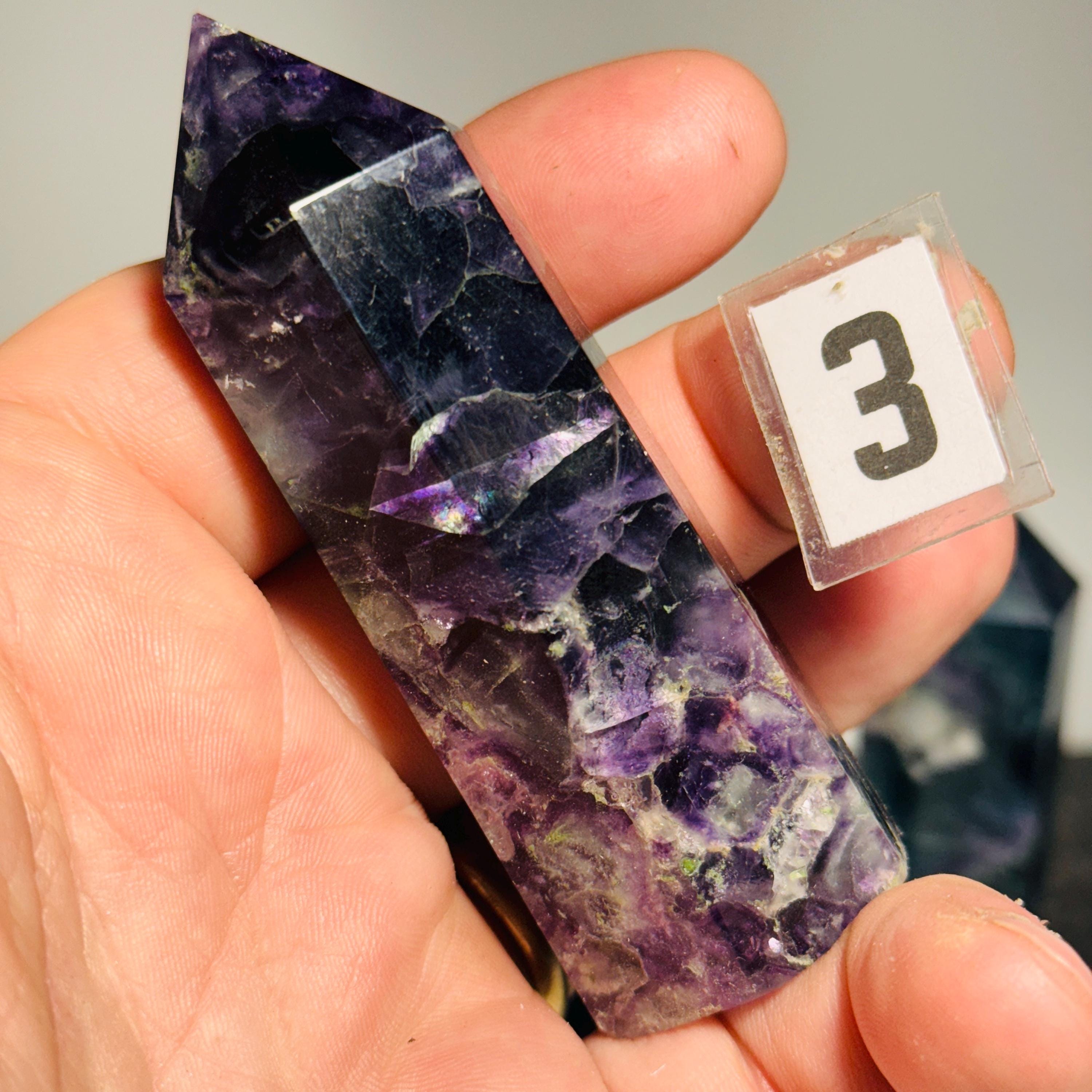 Rainbow fluorite crystal obelisk