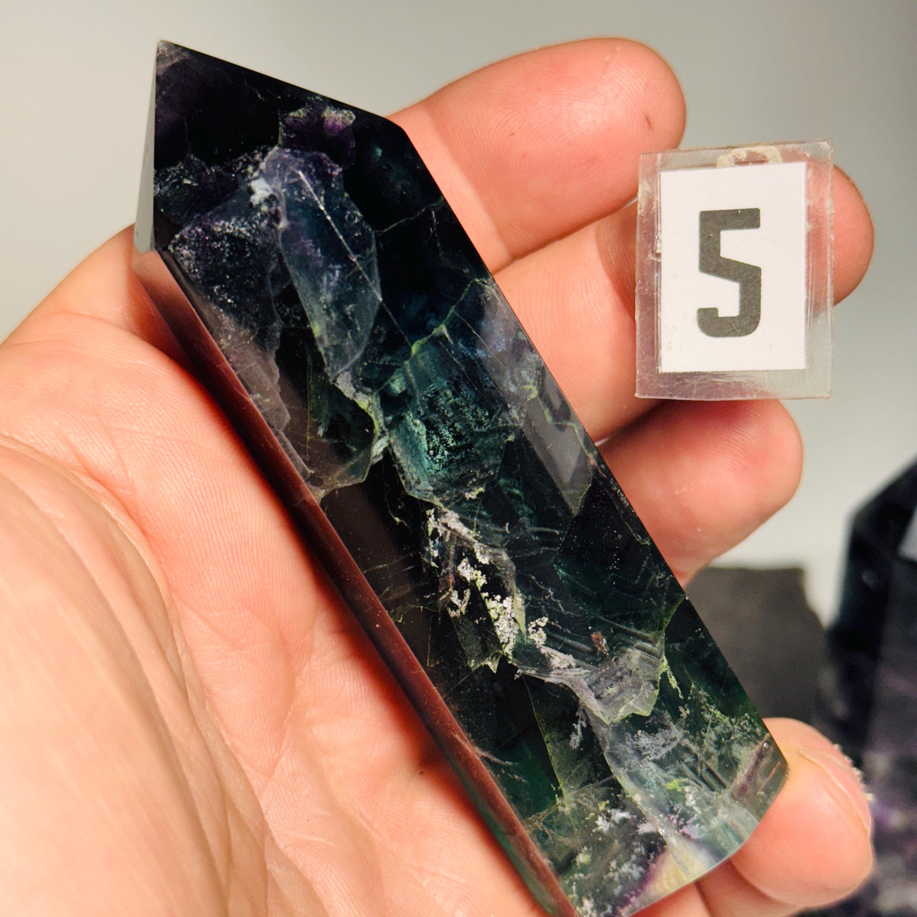 Rainbow fluorite crystal obelisk