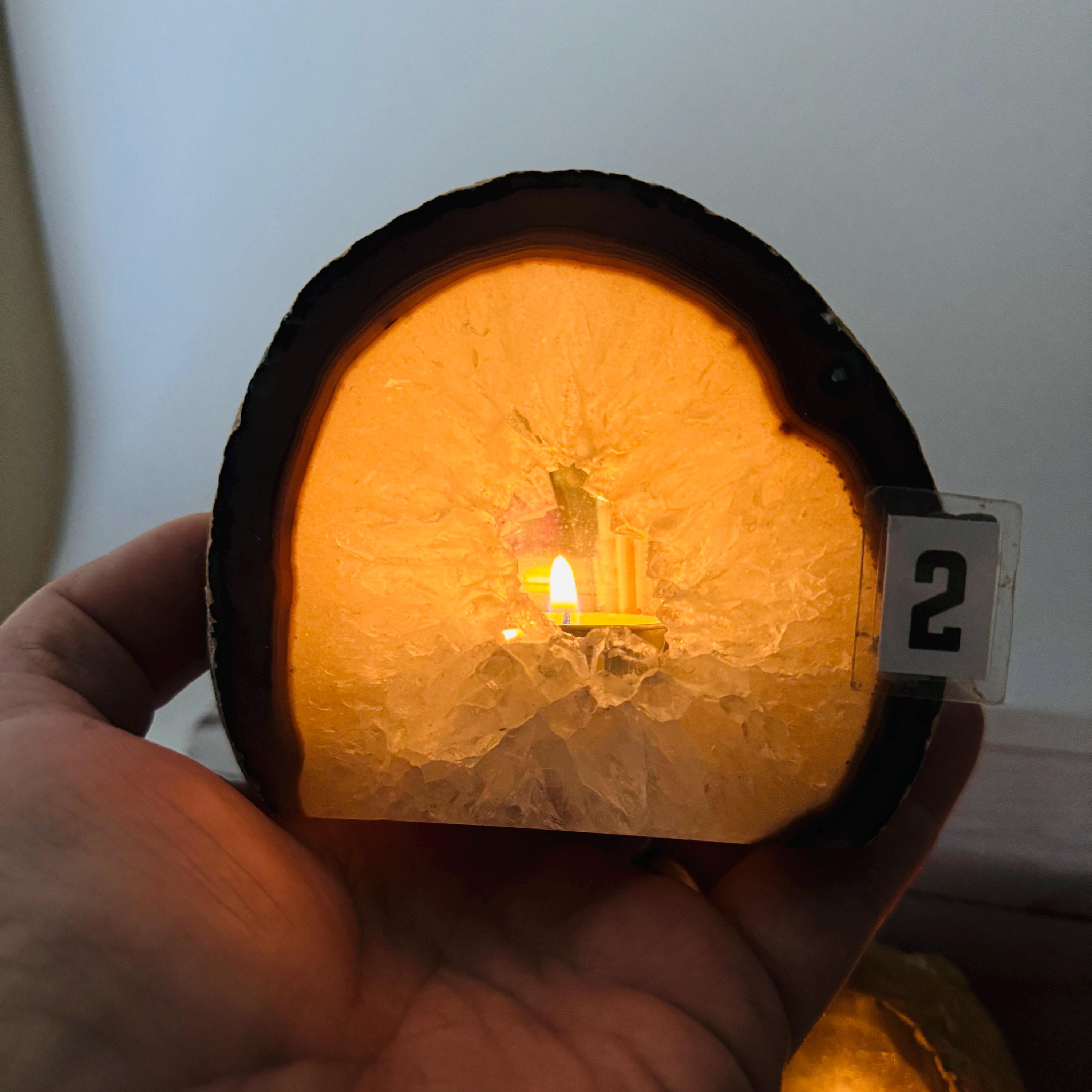 Agate tea light candle holder