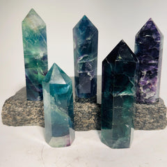 Rainbow fluorite crystal obelisk